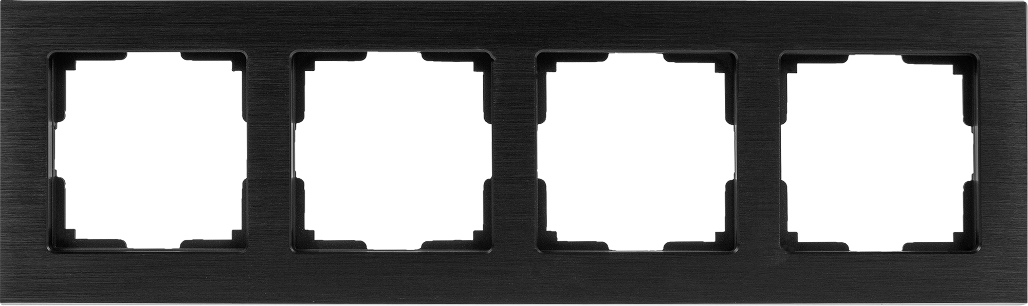 Изображение товара Рамка для розеток и выключателей Werkel Aluminium 4 поста черный алюминий