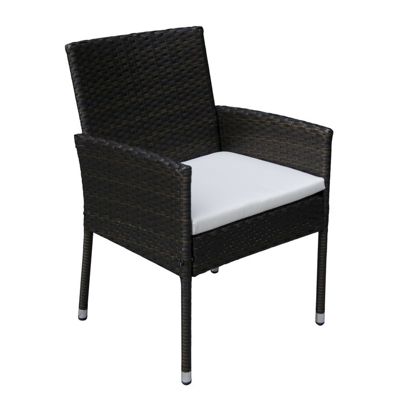 Изображение товара Кресло садовое из полиротанга с подлокотниками и мягким сиденьем