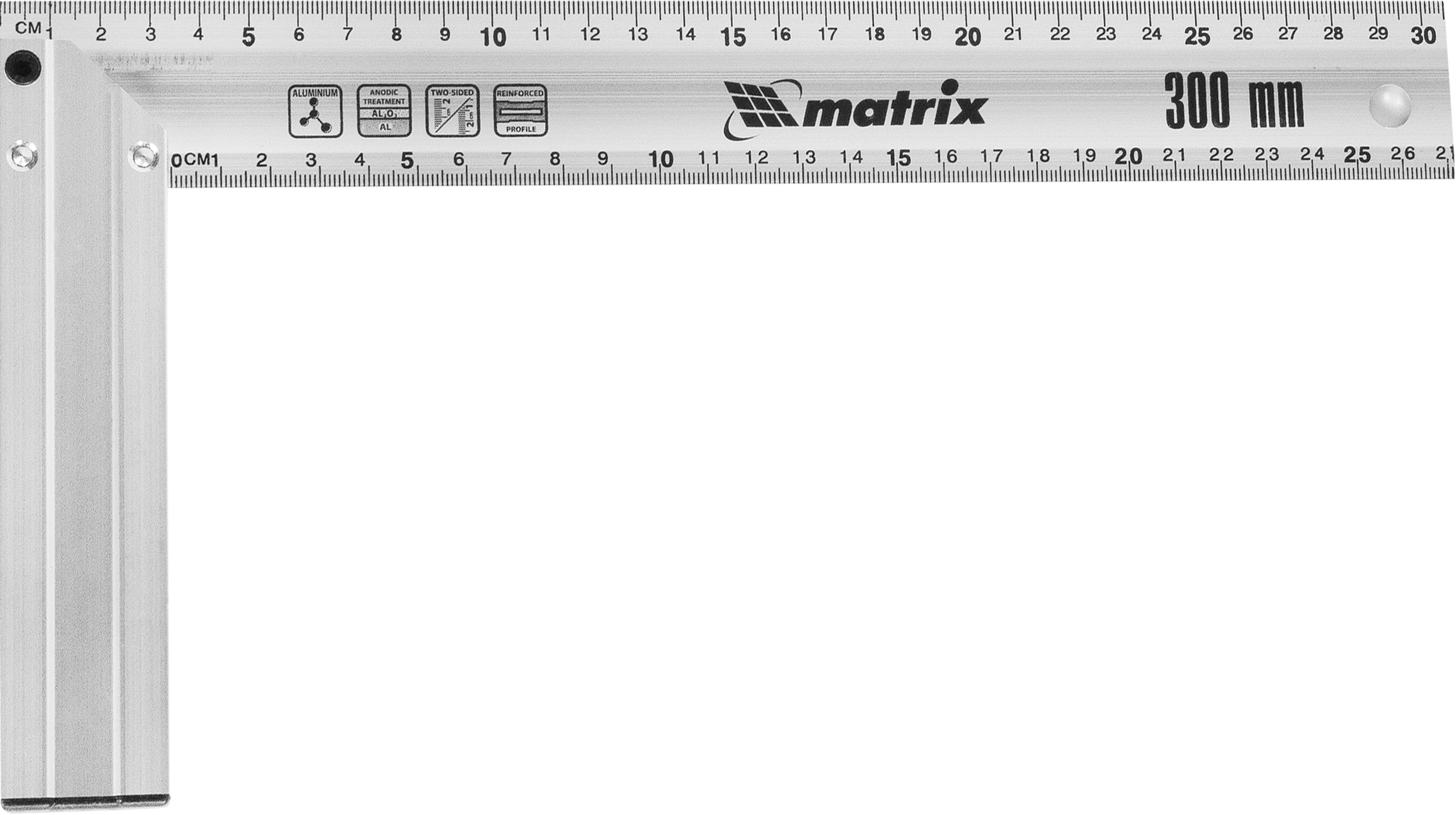 Изображение товара Угольник MATRIX 32472 Столярный 305x150 мм с двусторонней шкалой