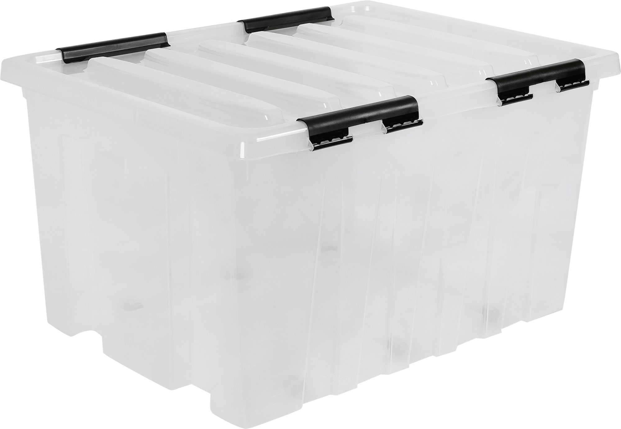 Изображение товара Контейнер Rox Box 120л прозрачный с крышкой и роликами 74x57x41 см