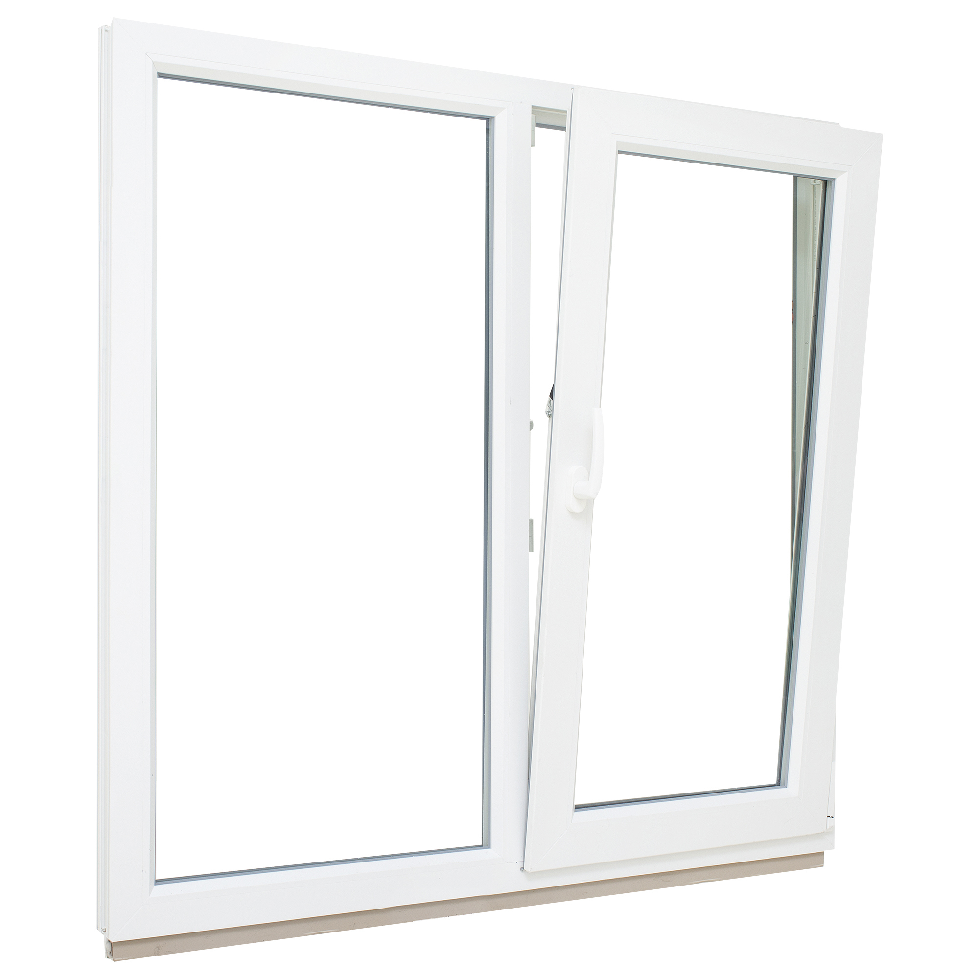 Изображение товара Окно ПВХ двустворчатое 120х120 см глухое/поворотно-откидное правое