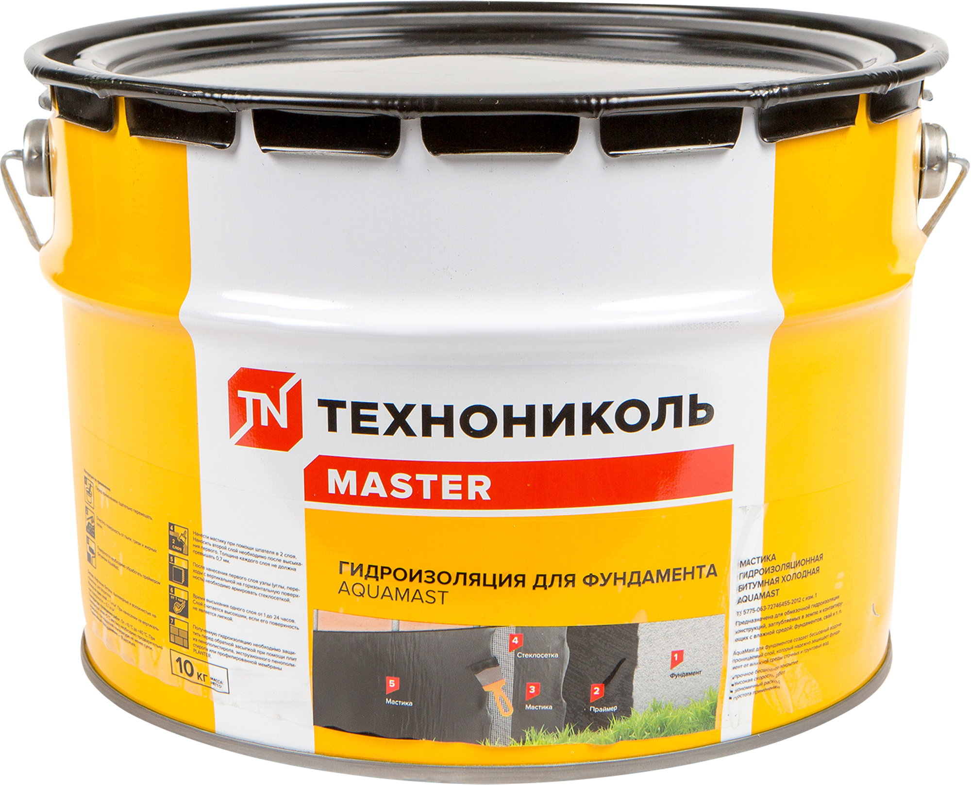 Мастика гидроизоляционная битумная Технониколь AquaMast для фундамента 10 кг