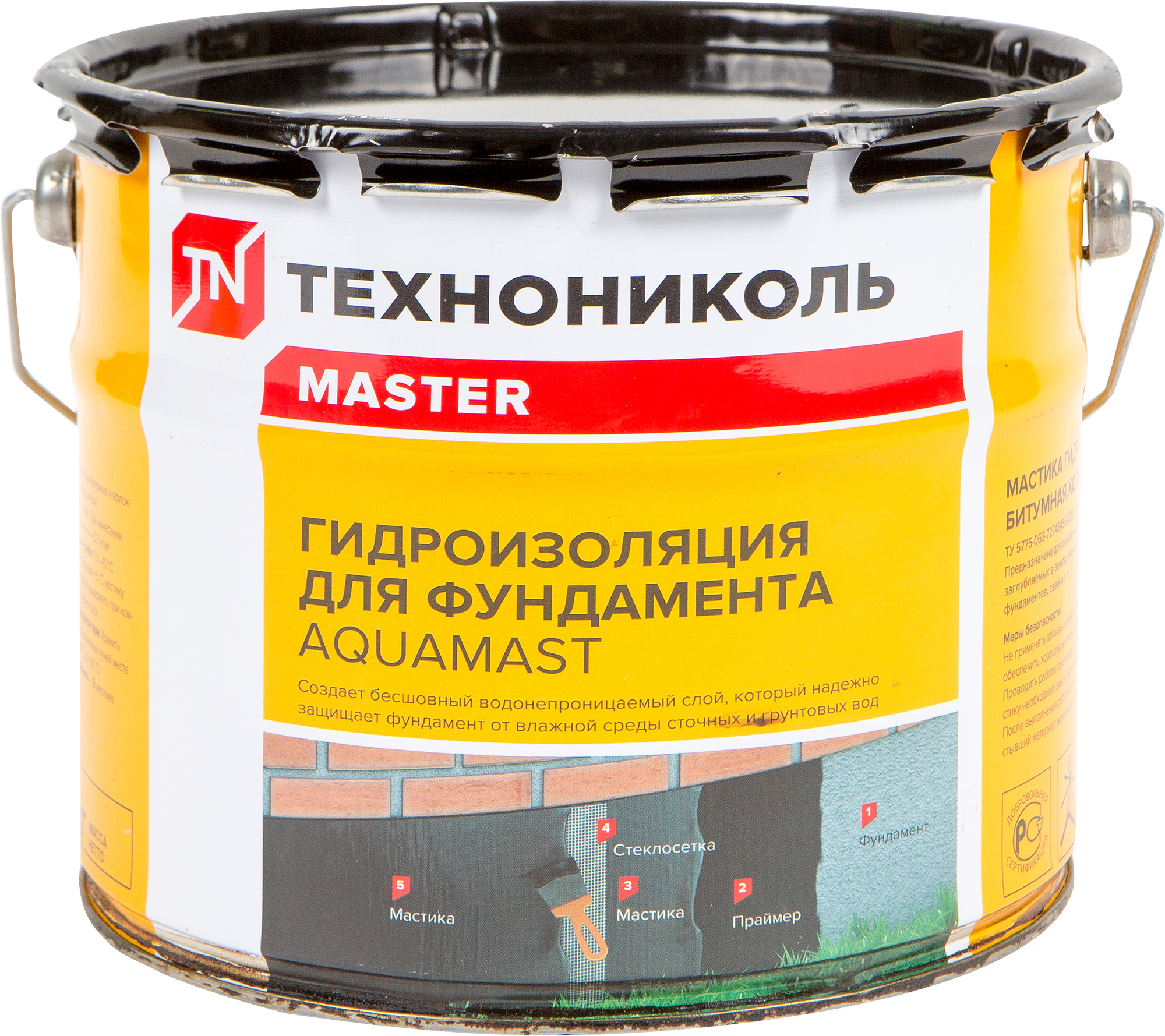 МастикагидроизоляционнаябитумнаяТехноникольAquaMastдляфундамента3кг