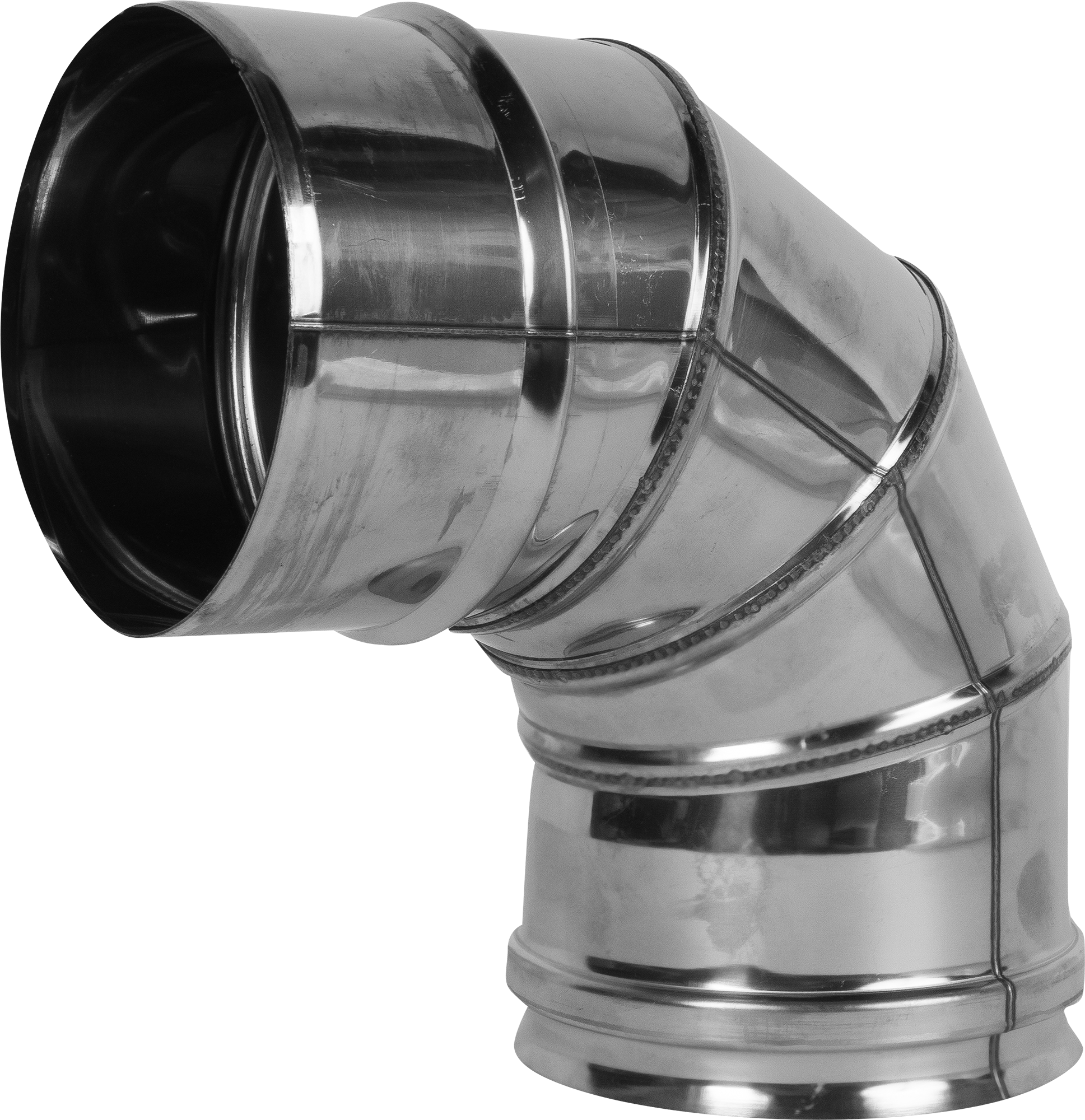 Изображение товара Колено Corax 4 секции угол 90 D120 мм из нержавеющей стали для дымохода