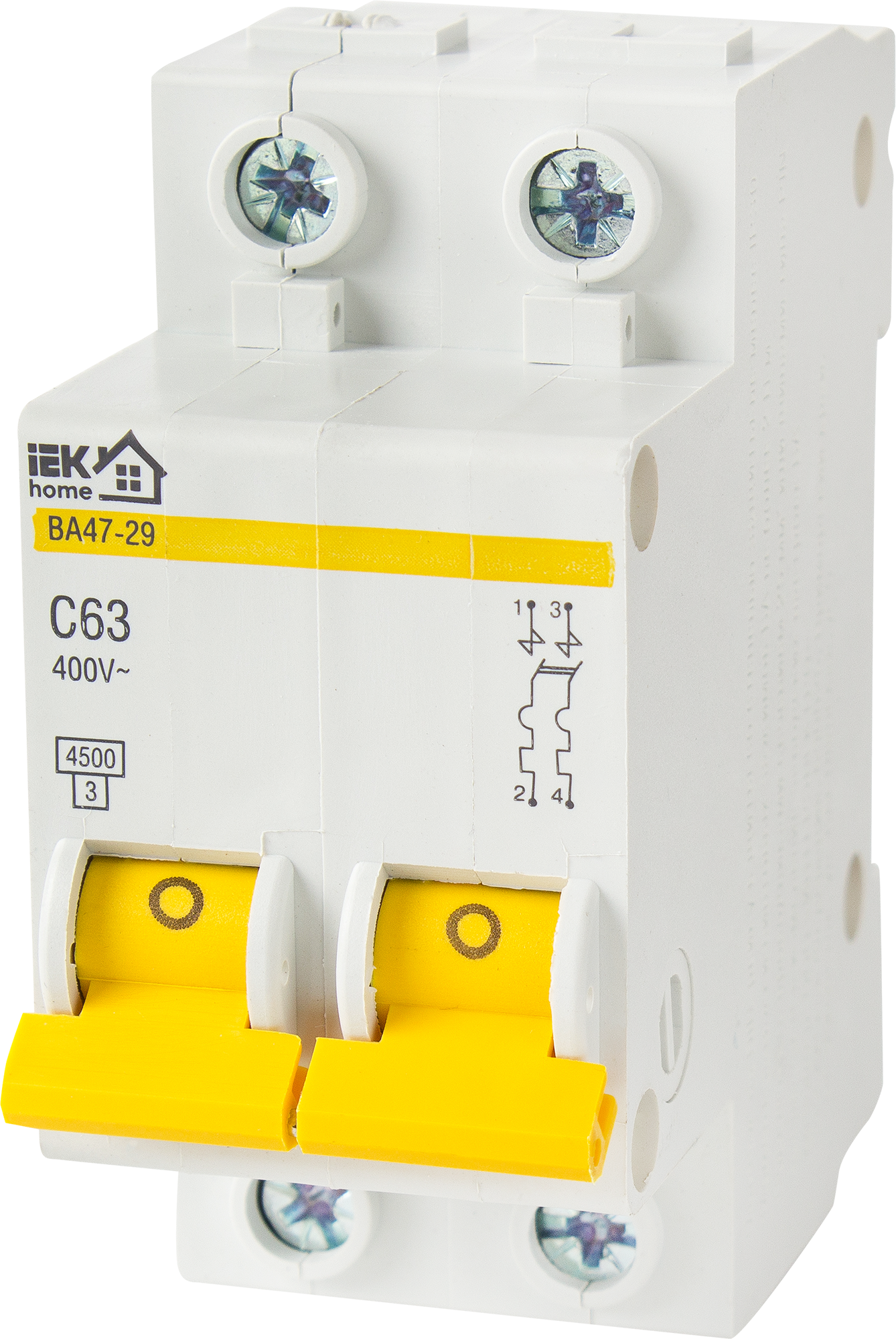 Изображение товара Автоматический выключатель IEK Home ВА47-29 2P 63А 4.5кА IP20