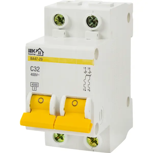 Автоматический выключатель IEK Home ВА47-29 2P N C32 А 4.5 кА