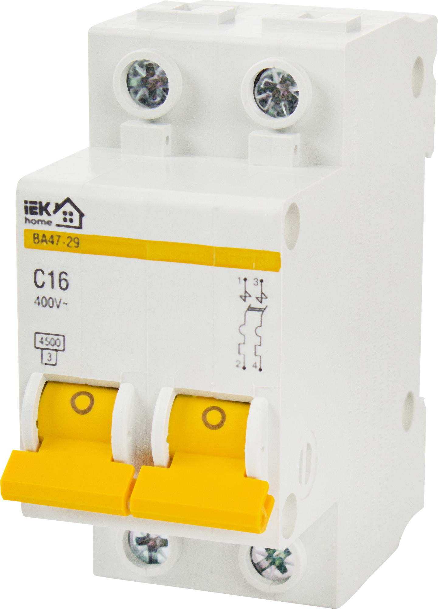 Изображение товара Автоматический выключатель IEK Home ВА47-29 2P 16A 4.5kA для защиты электросетей