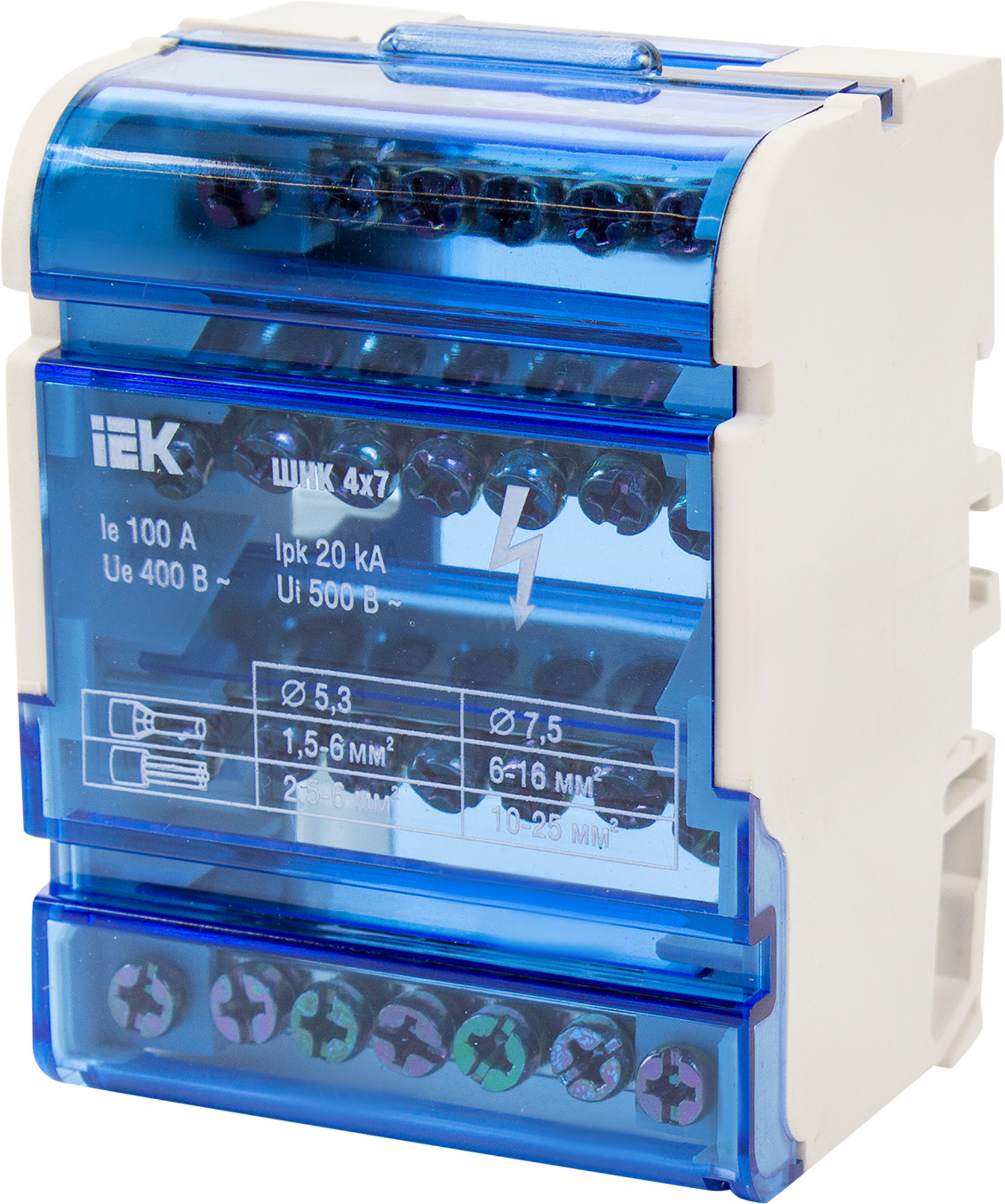 Изображение товара IEK Нулевая шина DIN 35 мм 4x7 групп латунь пластик