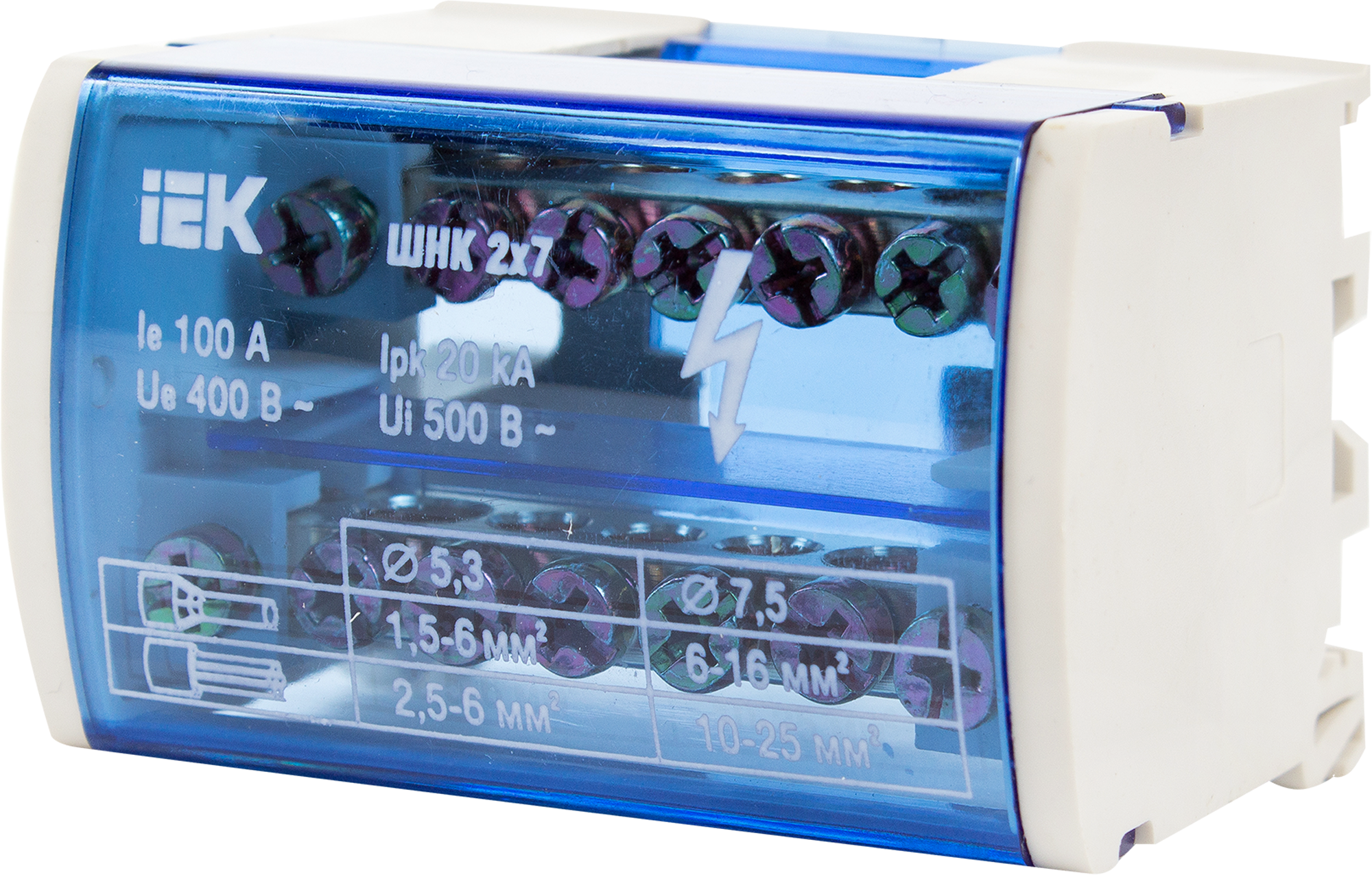 Изображение товара Нулевая шина IEK Din-рейку в корпусе 2x7 групп надежное соединение