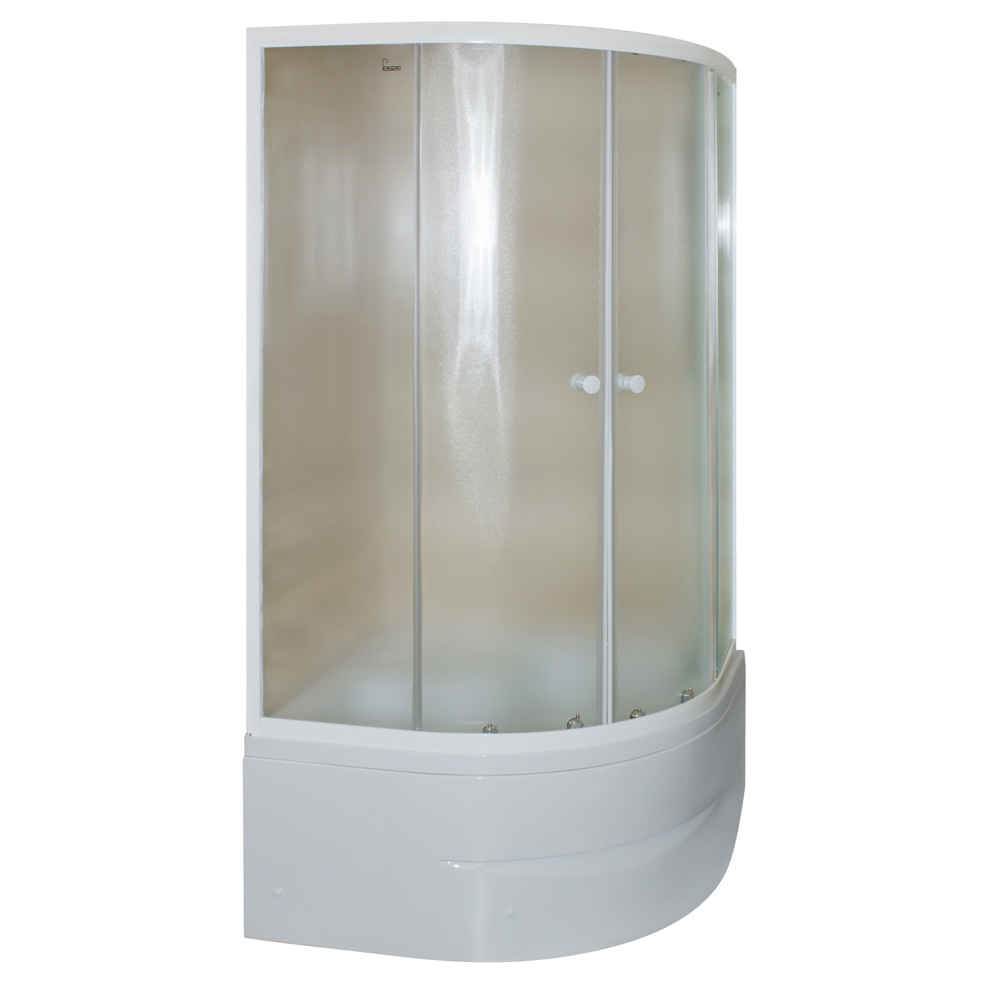 Изображение товара Душевой уголок Юно 1/4 круга низкий поддон 90х90 см хромированный профиль матовое стекло