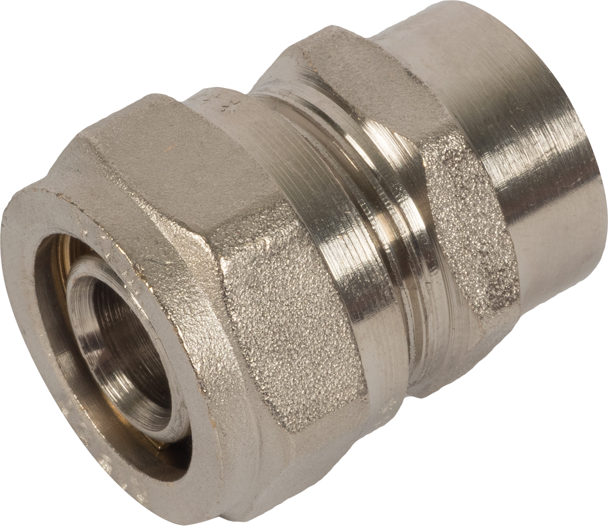 Изображение товара Муфта комбинированная Valtec 1/2x20 мм латунь ВР никелированная
