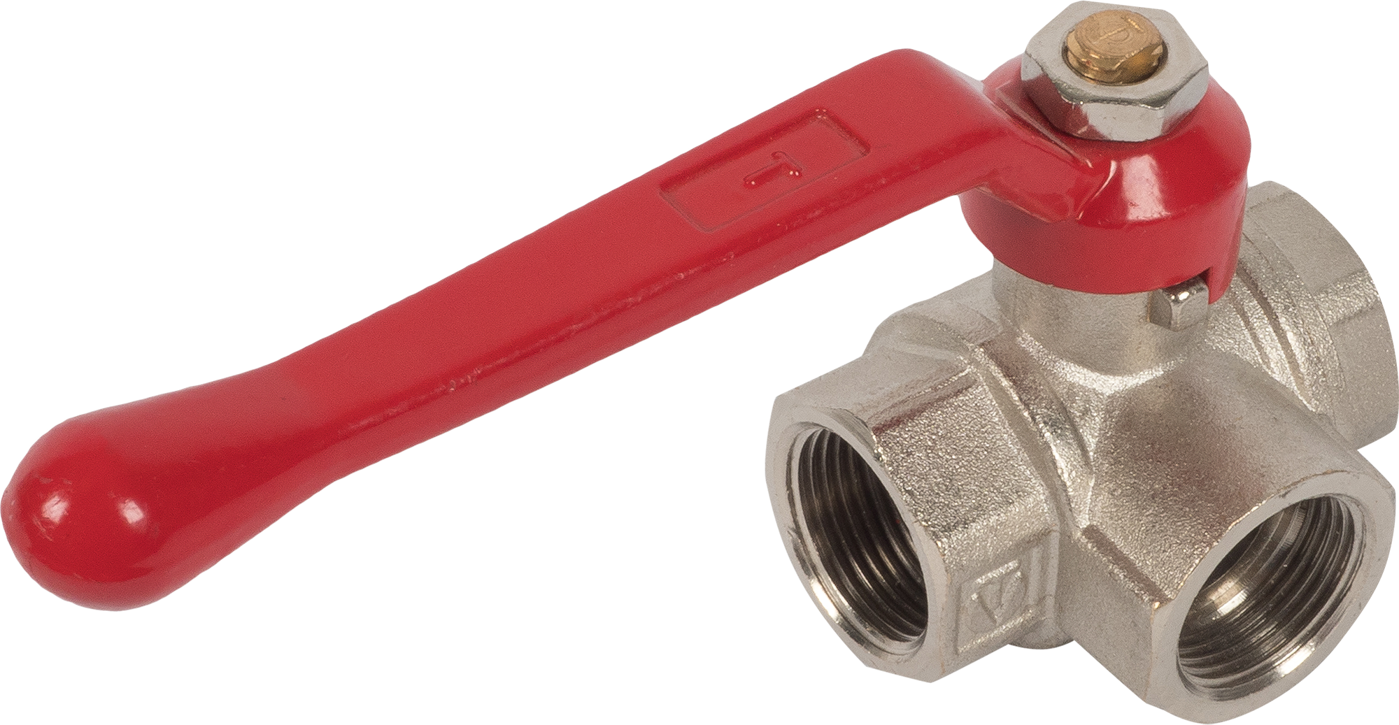 Кран трехходовой Т-образный Valtec DN20 PN40 3/4" ВР латунь ручка рычаг