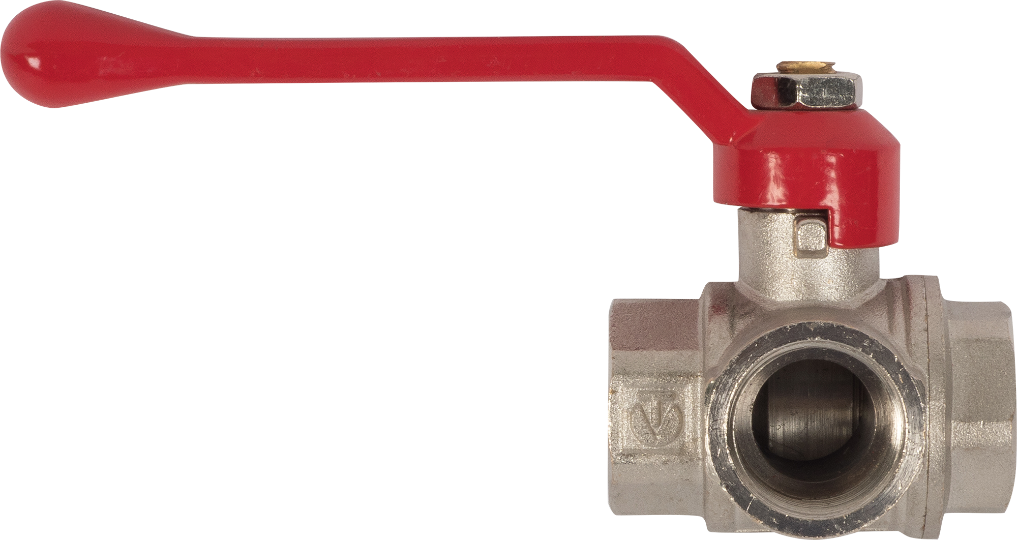 Кран трехходовой Т-образный Valtec DN20 PN40 3/4" ВР латунь ручка рычаг - 1