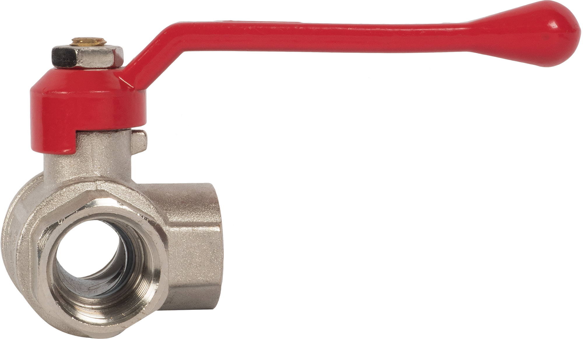 Кран трехходовой Т-образный Valtec DN20 PN40 3/4" ВР латунь ручка рычаг - 2