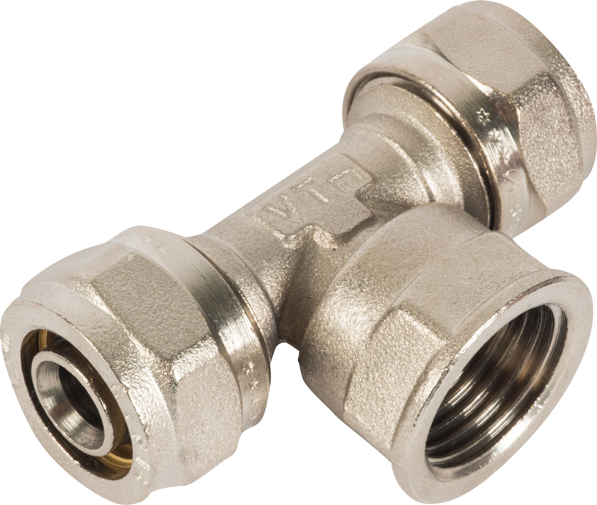 Изображение товара Тройник комбинированный Valtec 16x1/2"x16 мм ВР латунь VTM.332