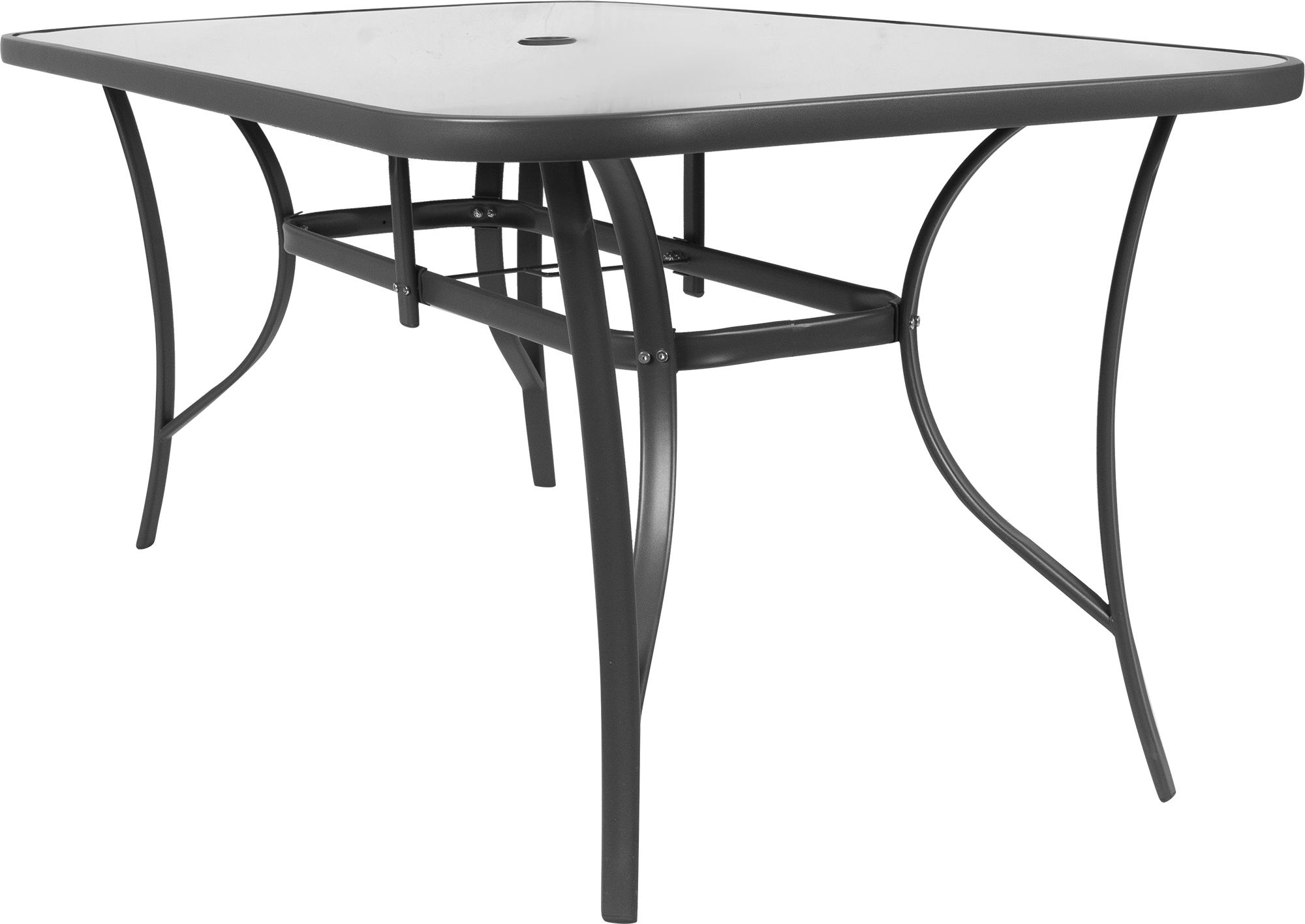 Изображение товара Стол стальной 160x90x70 см со стеклянной столешницей для сада и террасы