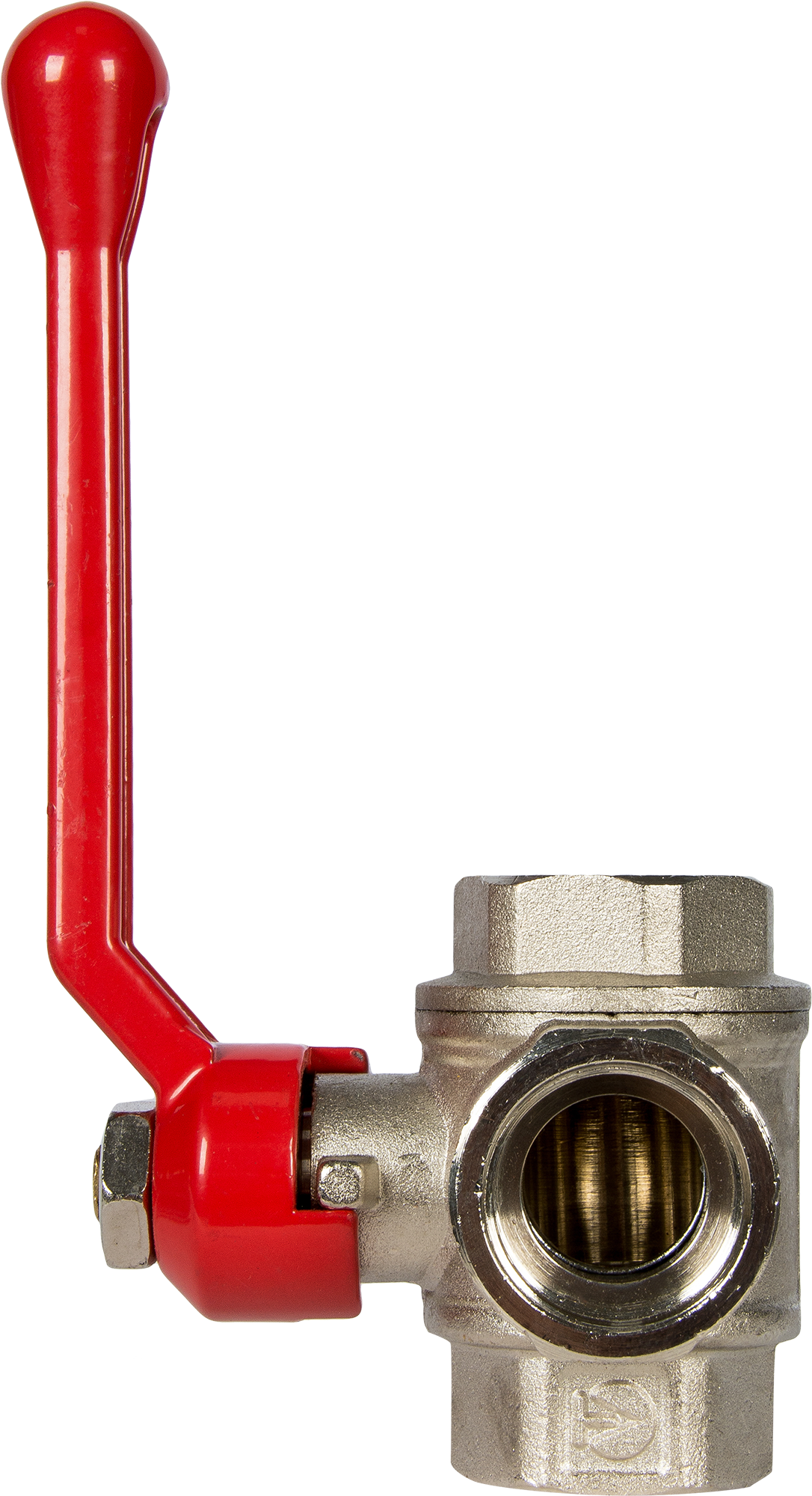 Кран трехходовой L-образный Valtec DN20 PN40 3/4" ВР латунь ручка рычаг - 1