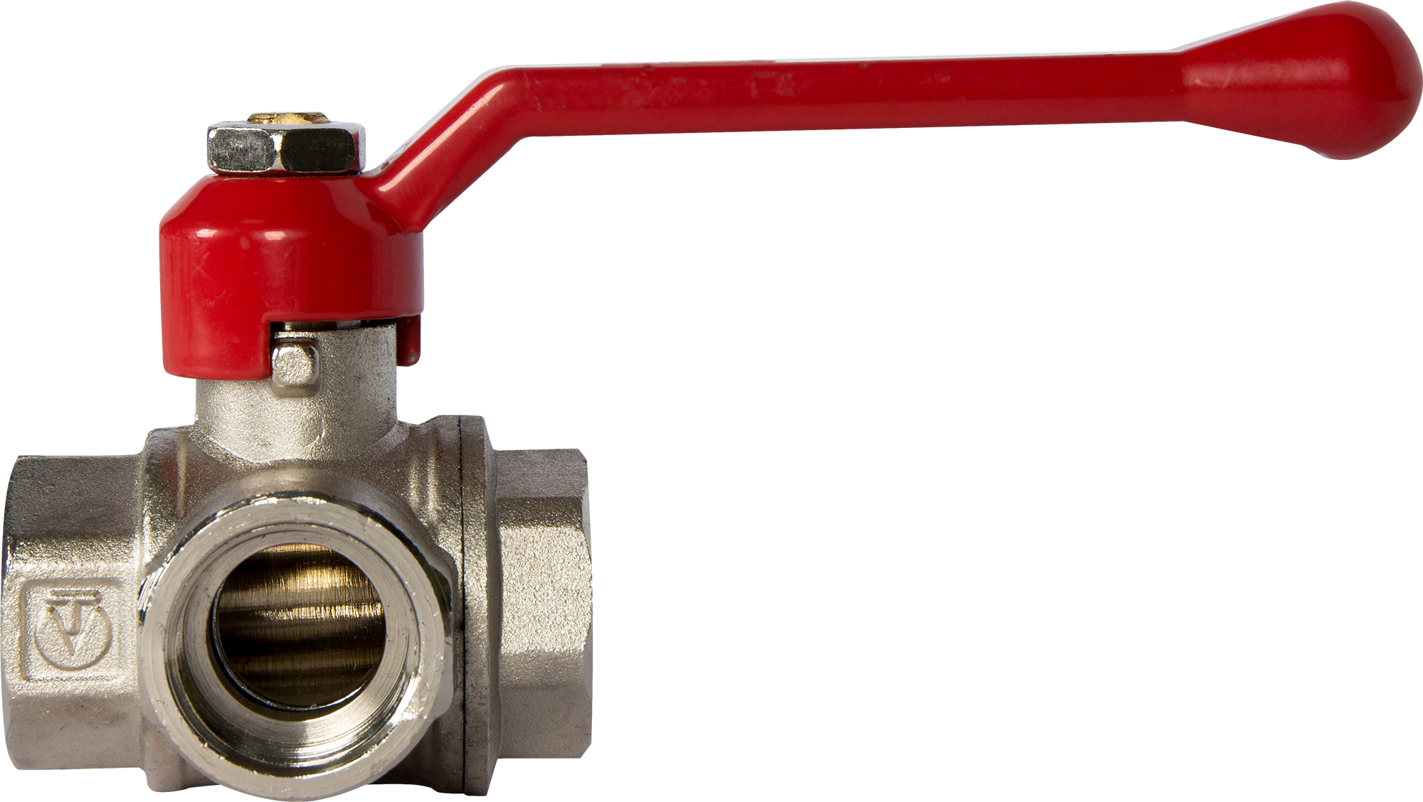 Кран трехходовой L-образный Valtec DN20 PN40 3/4" ВР латунь ручка рычаг - 2
