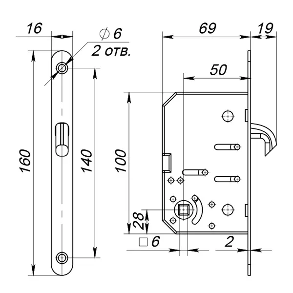 Набор ручек для раздвижной двери Punto Soft LINE SL-011 никель - 6