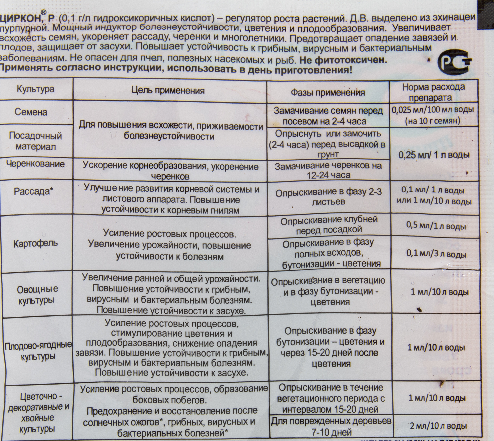 Регулятор роста «Циркон» 1 мл - 2