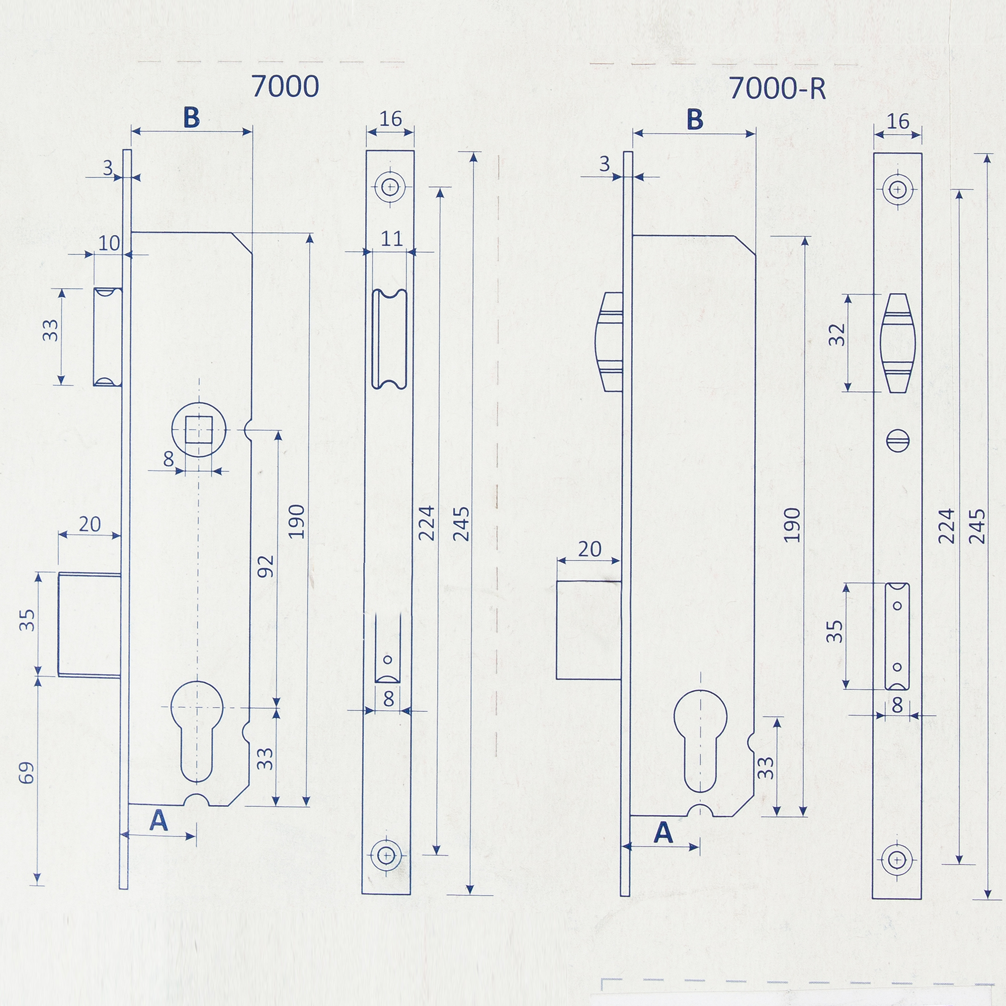 Замок врезной Apecs 7000-25-R-NI, цвет никель - 3