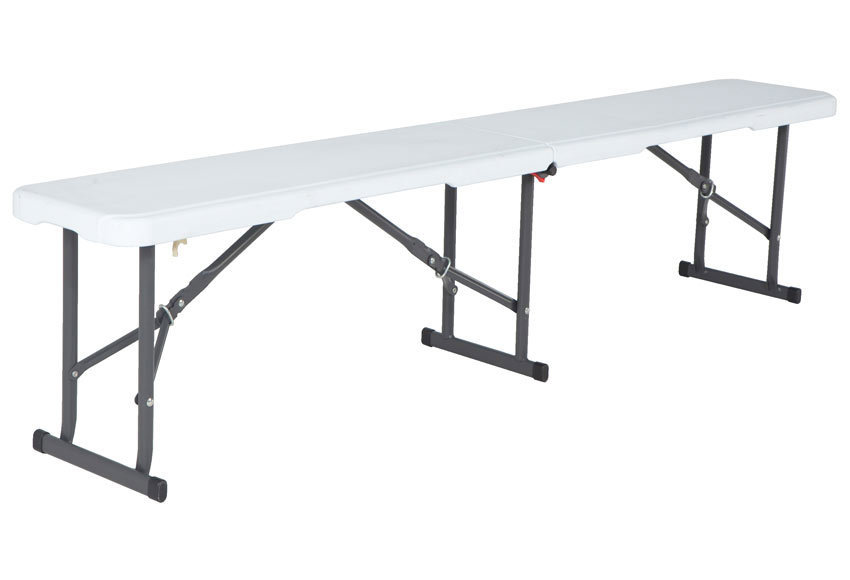 Изображение товара Складная садовая скамья пластиковая 183x28x43 см белая