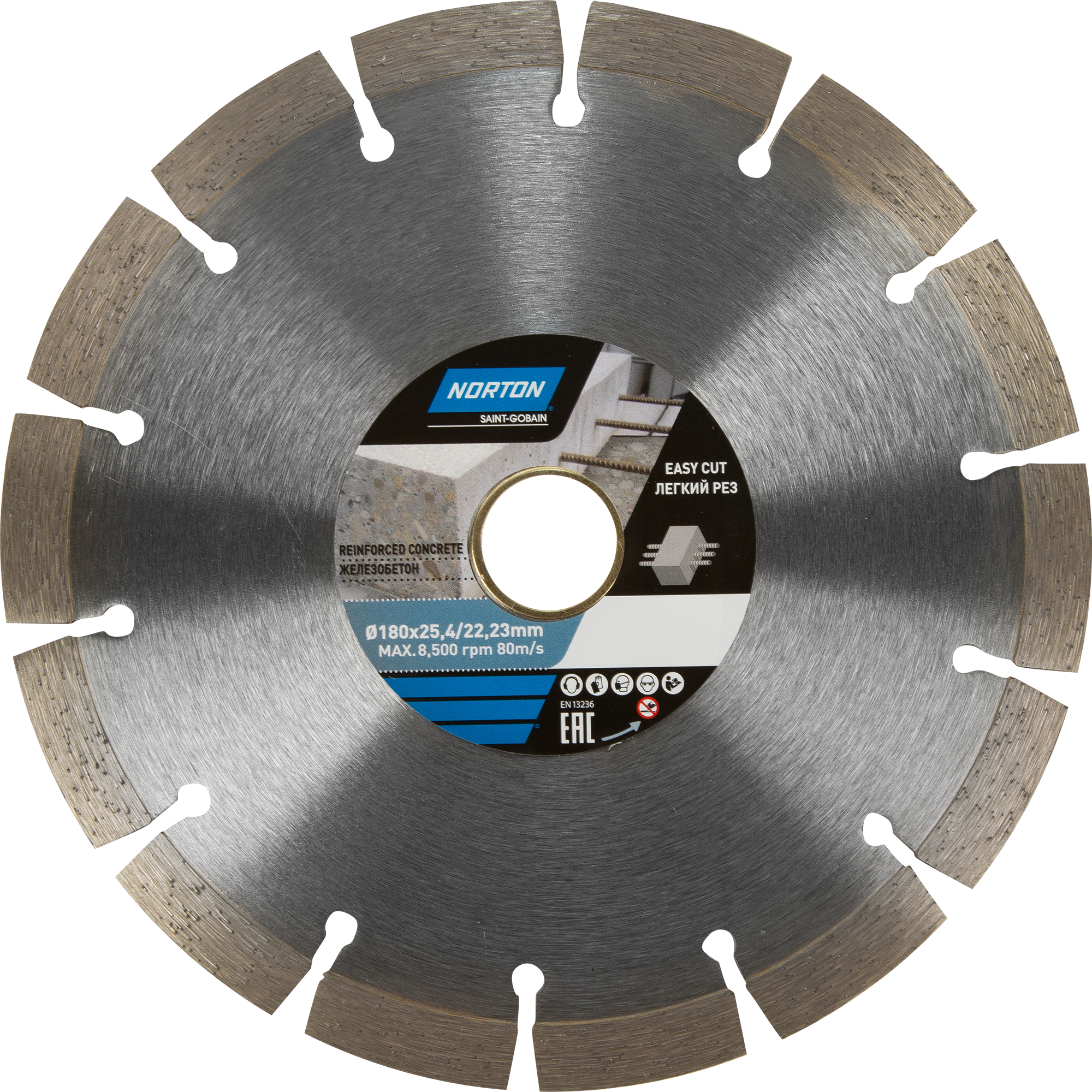 Изображение товара Диск алмазный по железобетону Norton 70184603370 сегментный 180x22.2x2.2 мм