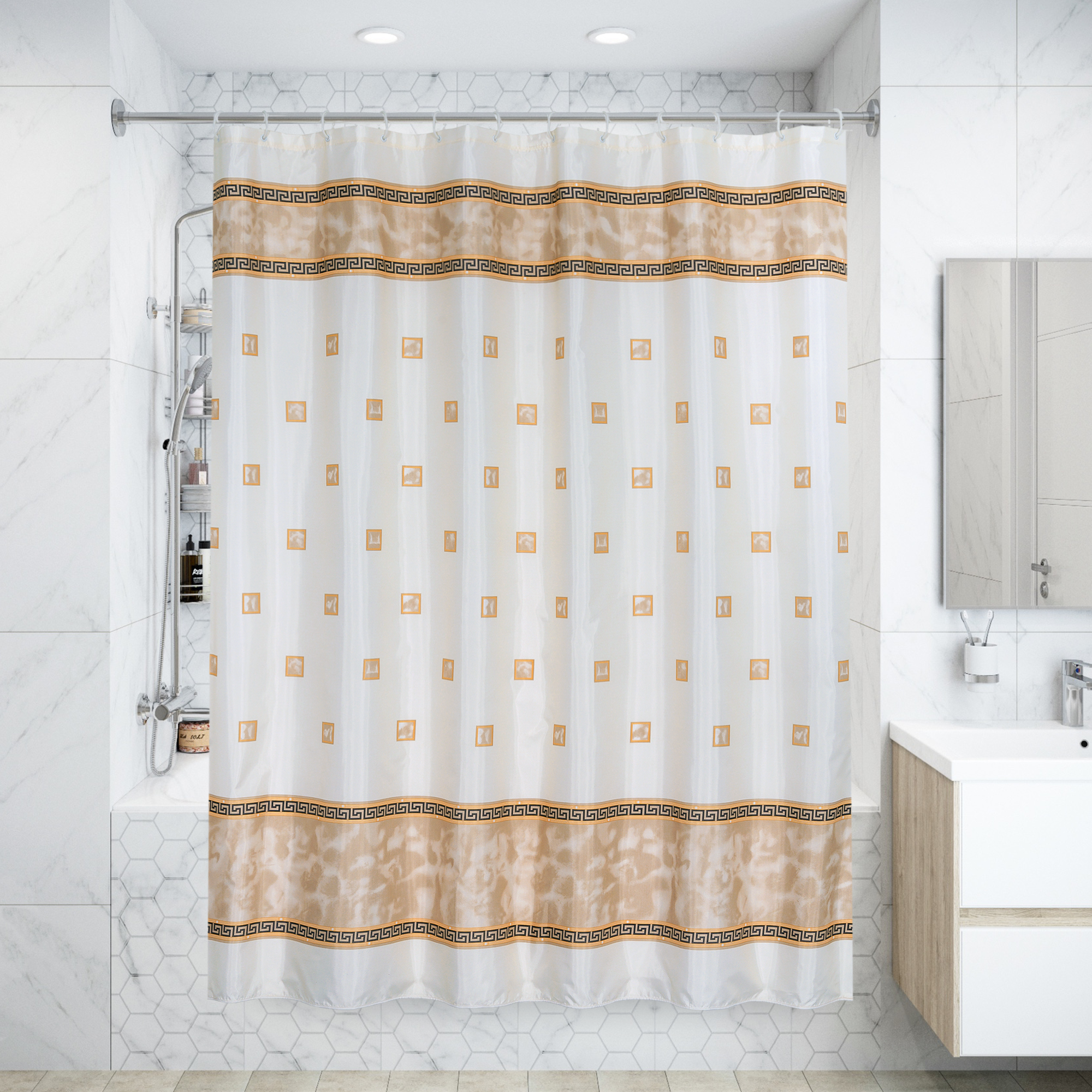 Изображение товара Штора для ванной Bath Plus Rome 180x180 см полиэстер бежевый