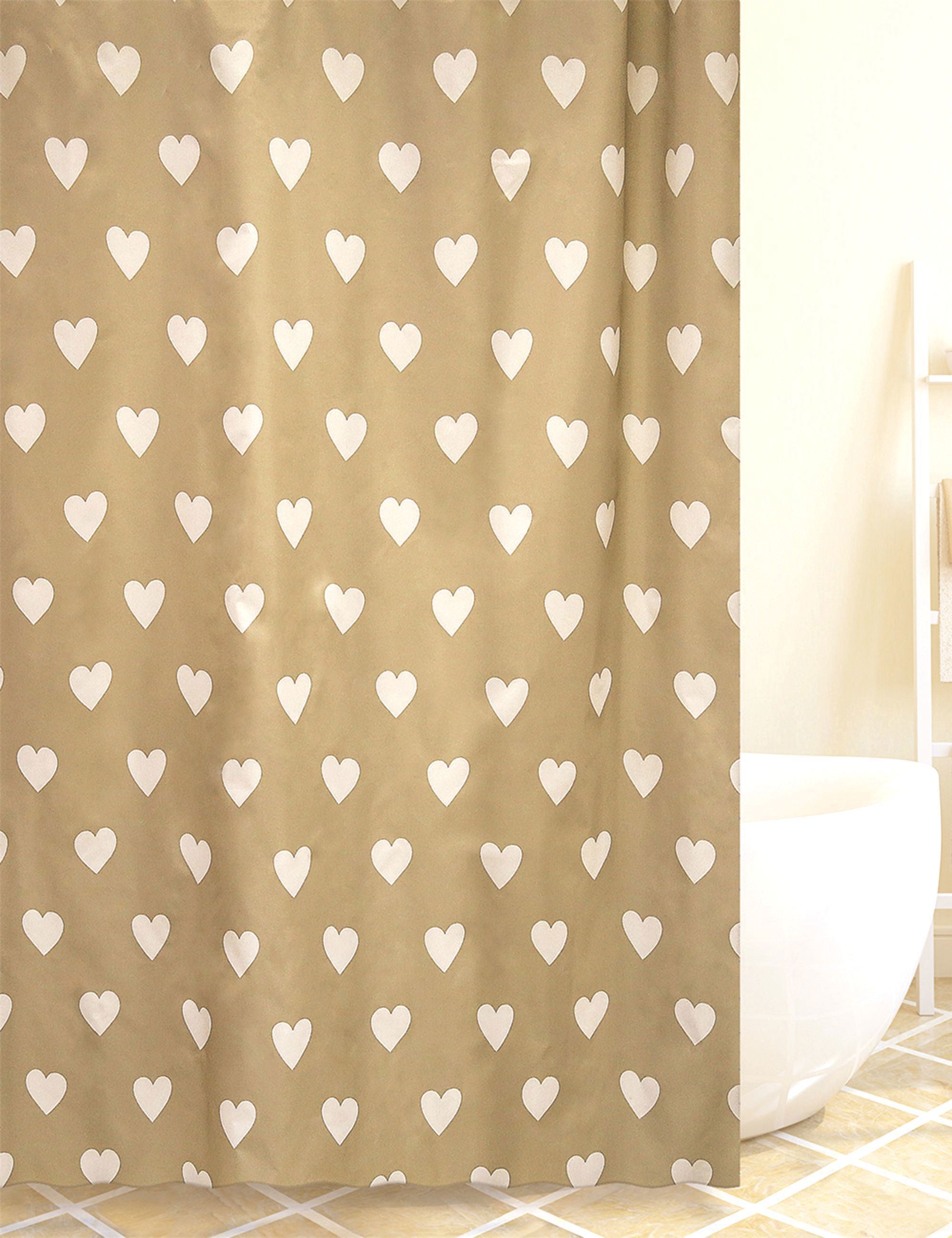 Изображение товара Штора для ванной комнаты «Hearts» 180х200 см цвет бежевый
