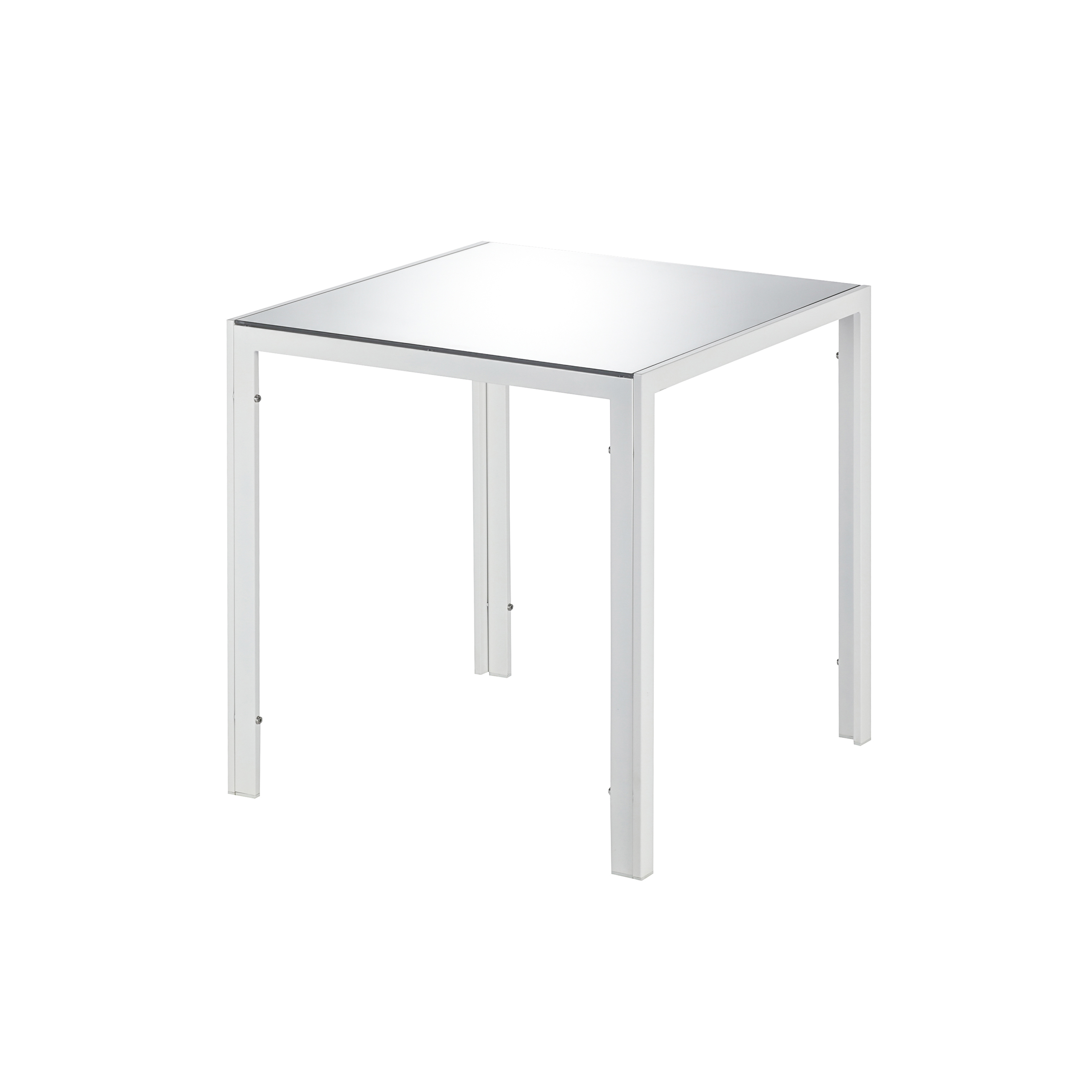 Изображение товара Садовый стол 70x70 см из стекла и стали белый, прочный и стильный