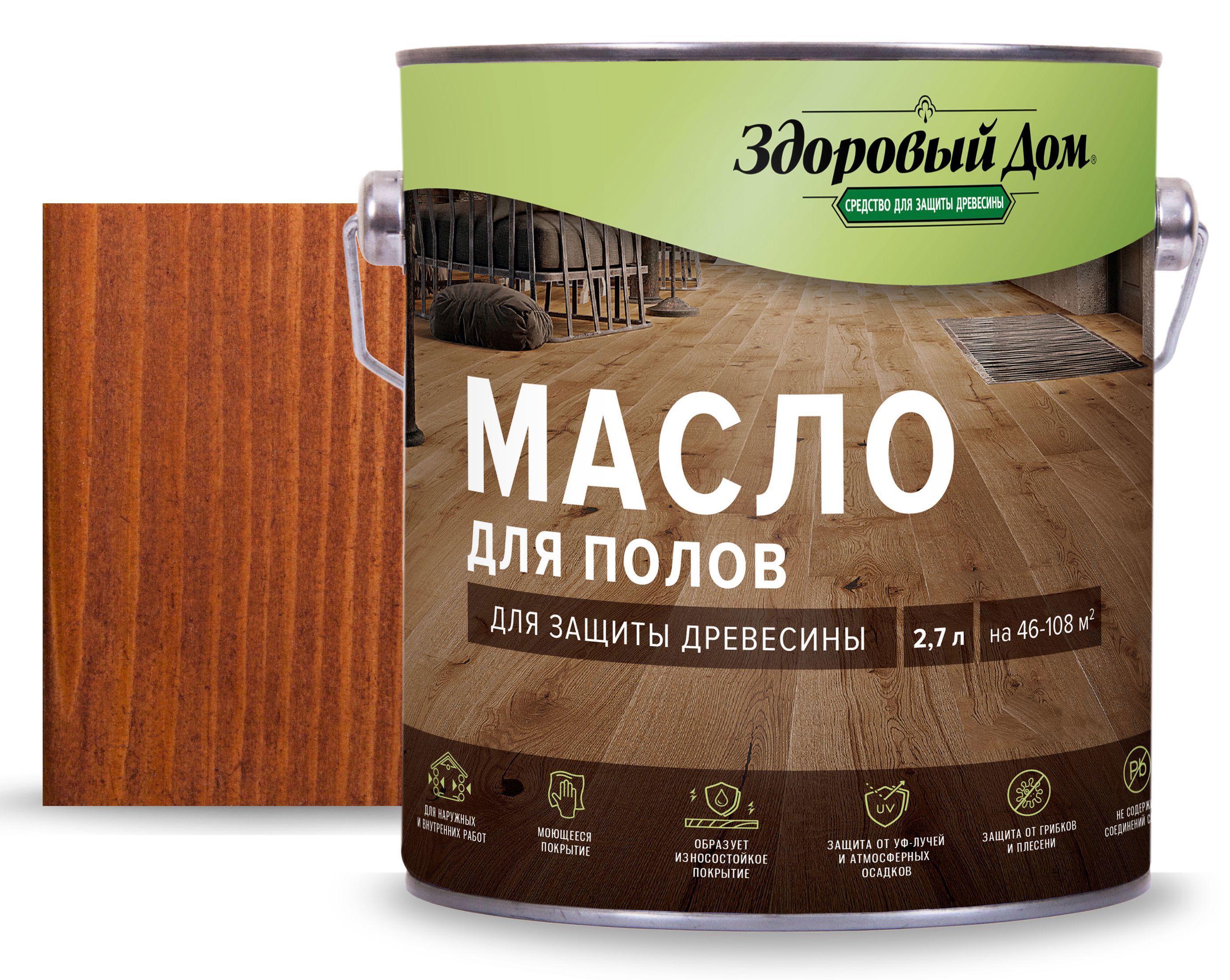 Изображение товара Масло для пола Здоровой дом цвет махагон 2.7 л