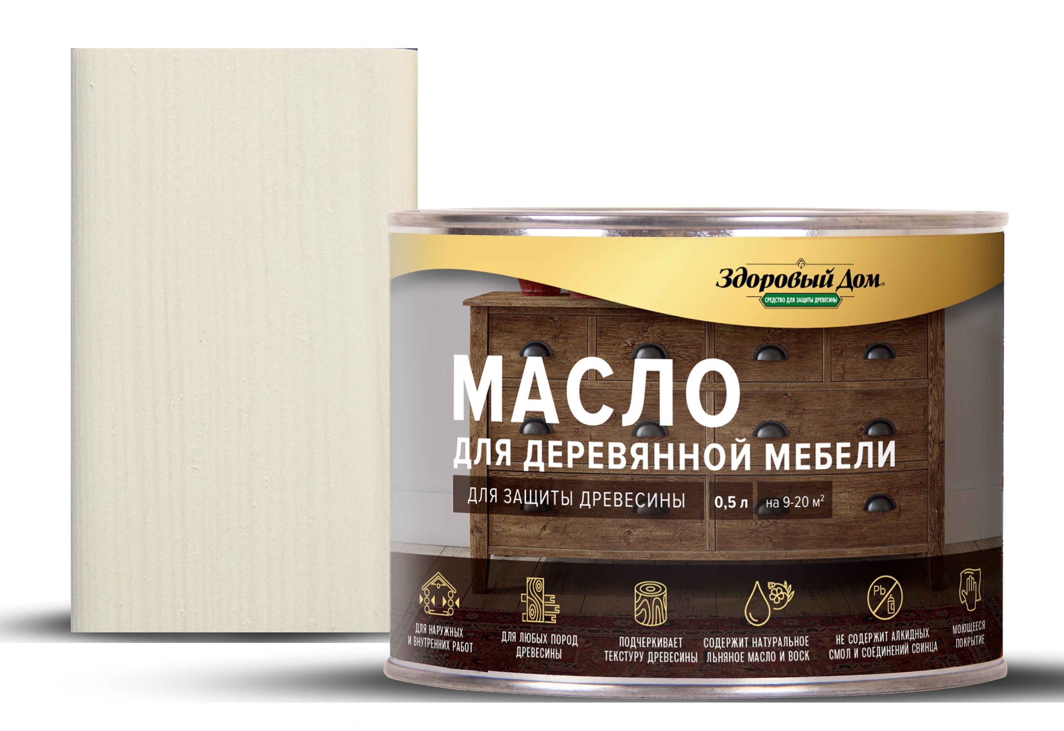 Изображение товара Масло для садовой мебели Здоровый дом цвет белый 0.5 л Изображение товара Масло для садовой мебели Здоровый дом цвет белый 0.5 л