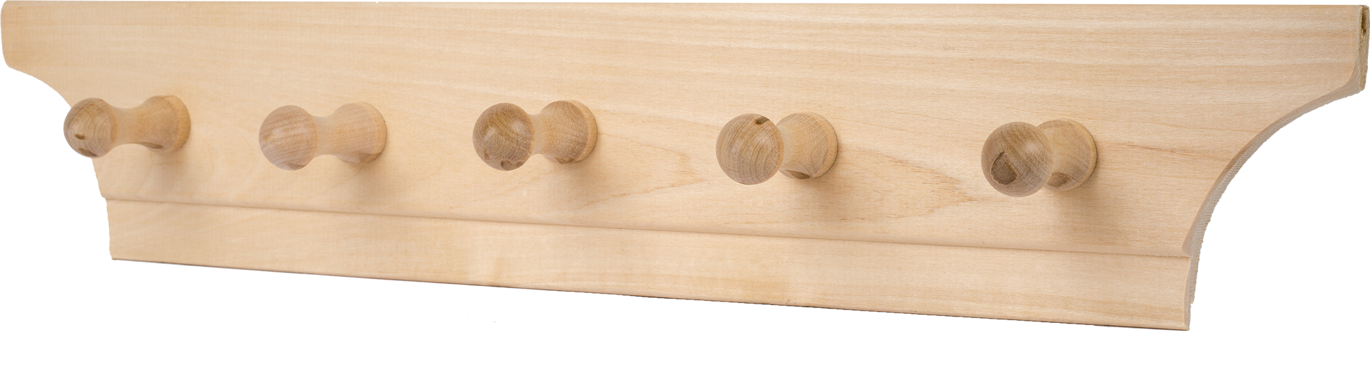 Изображение товара Деревянная вешалка с 5 крючками из липы для ванной и сауны
