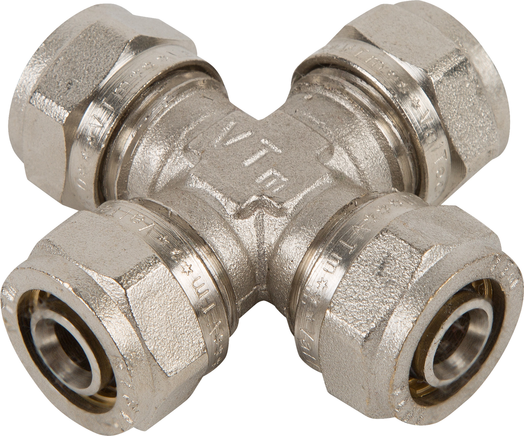 Изображение товара Крестовина Valtec 16x16x16 мм латунь обжимная для металлопластиковых труб