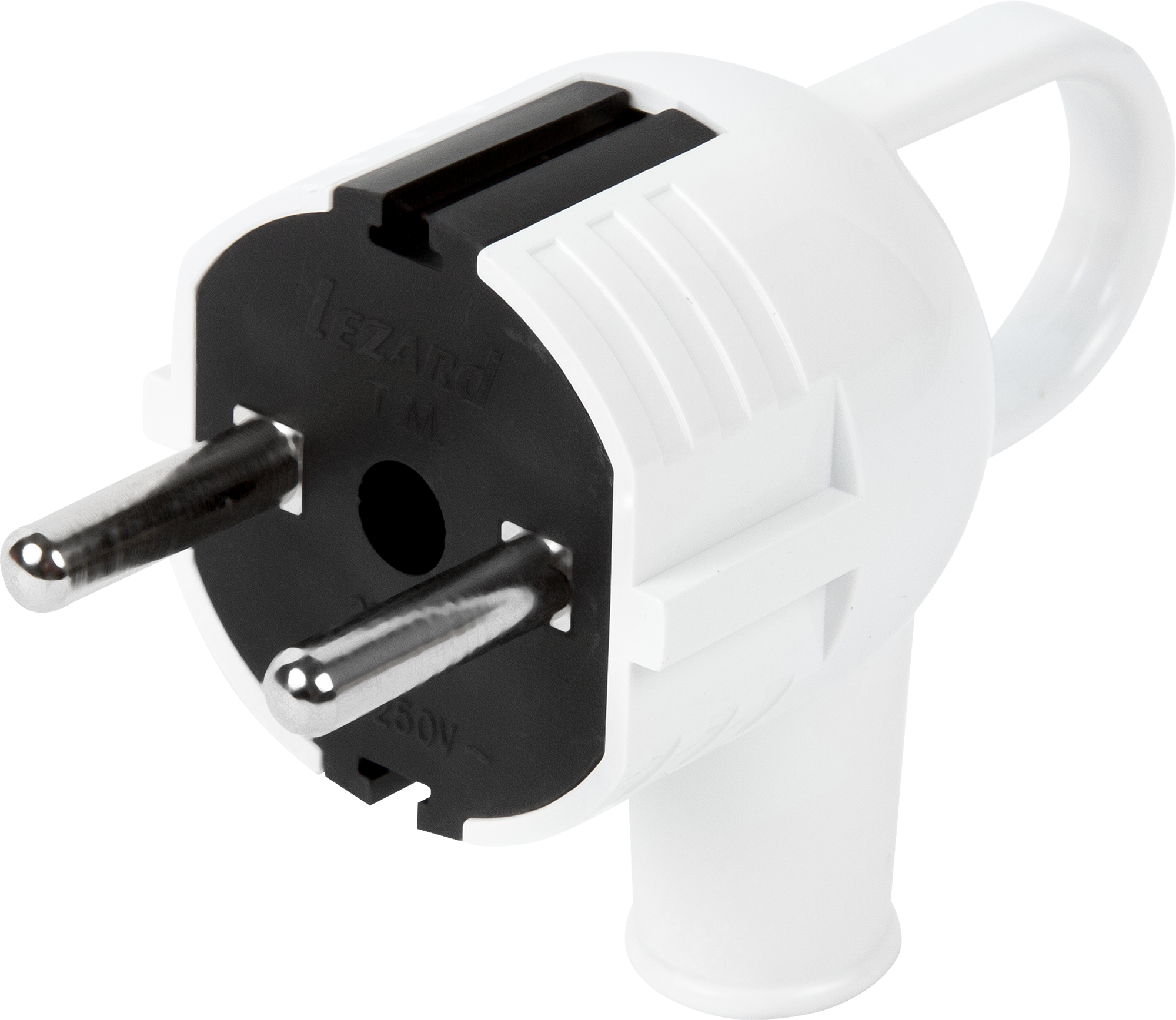 Изображение товара Вилка с заземлением с ручкой цвет белый