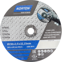 Изображение товара Отрезной диск по металлу Norton 230x22.2 мм тип 41