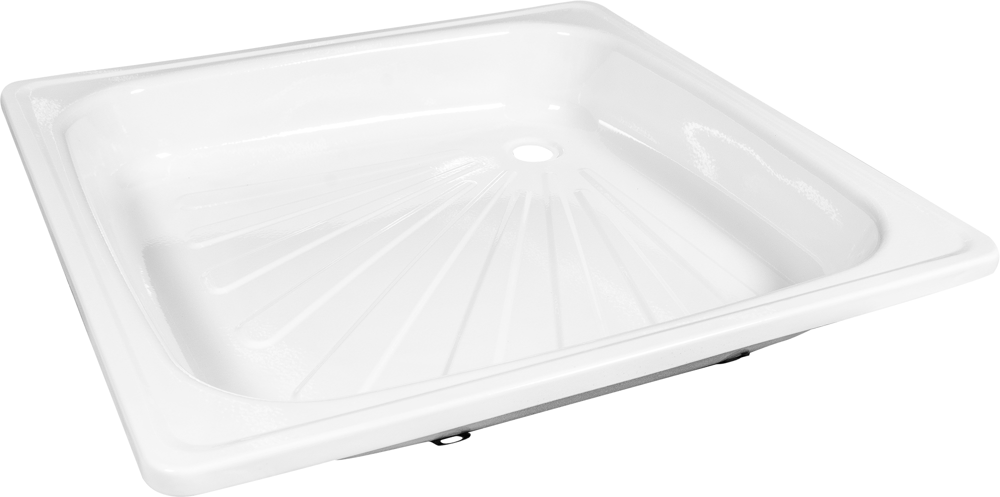 Изображение товара Стальной душевой поддон 90x90 см квадратный низкий с эмалью и глянцевой поверхностью