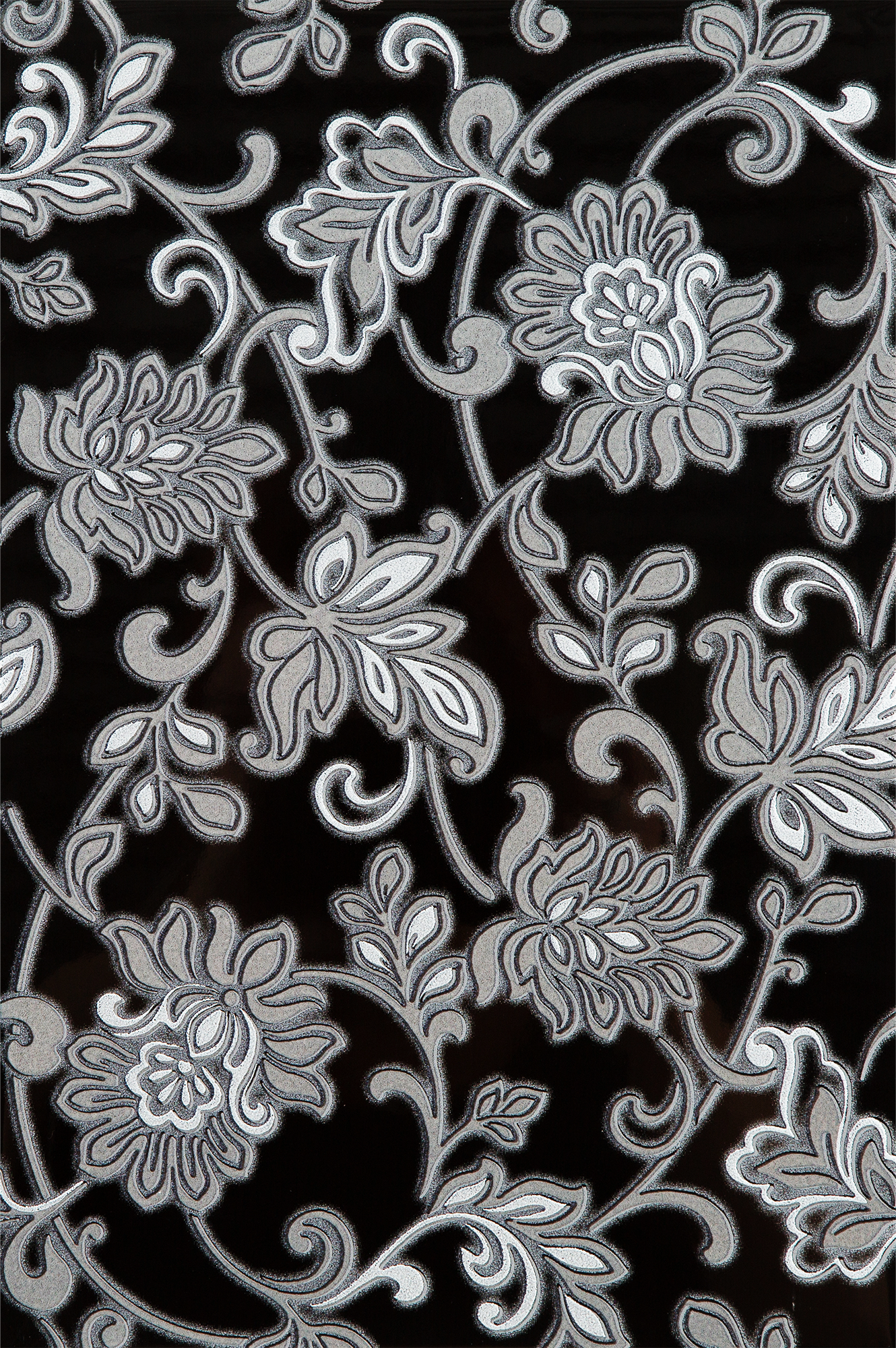 Изображение товара Декор Аджанта цветы 20х30 см черный керамический для ванной и кухни