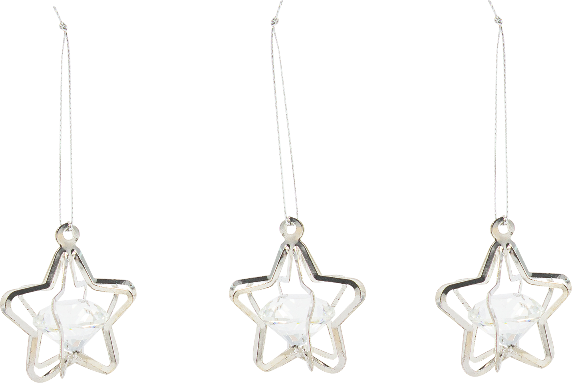 Изображение товара Набор ёлочных украшений Звезды из металла 3 шт серебристых 18 см