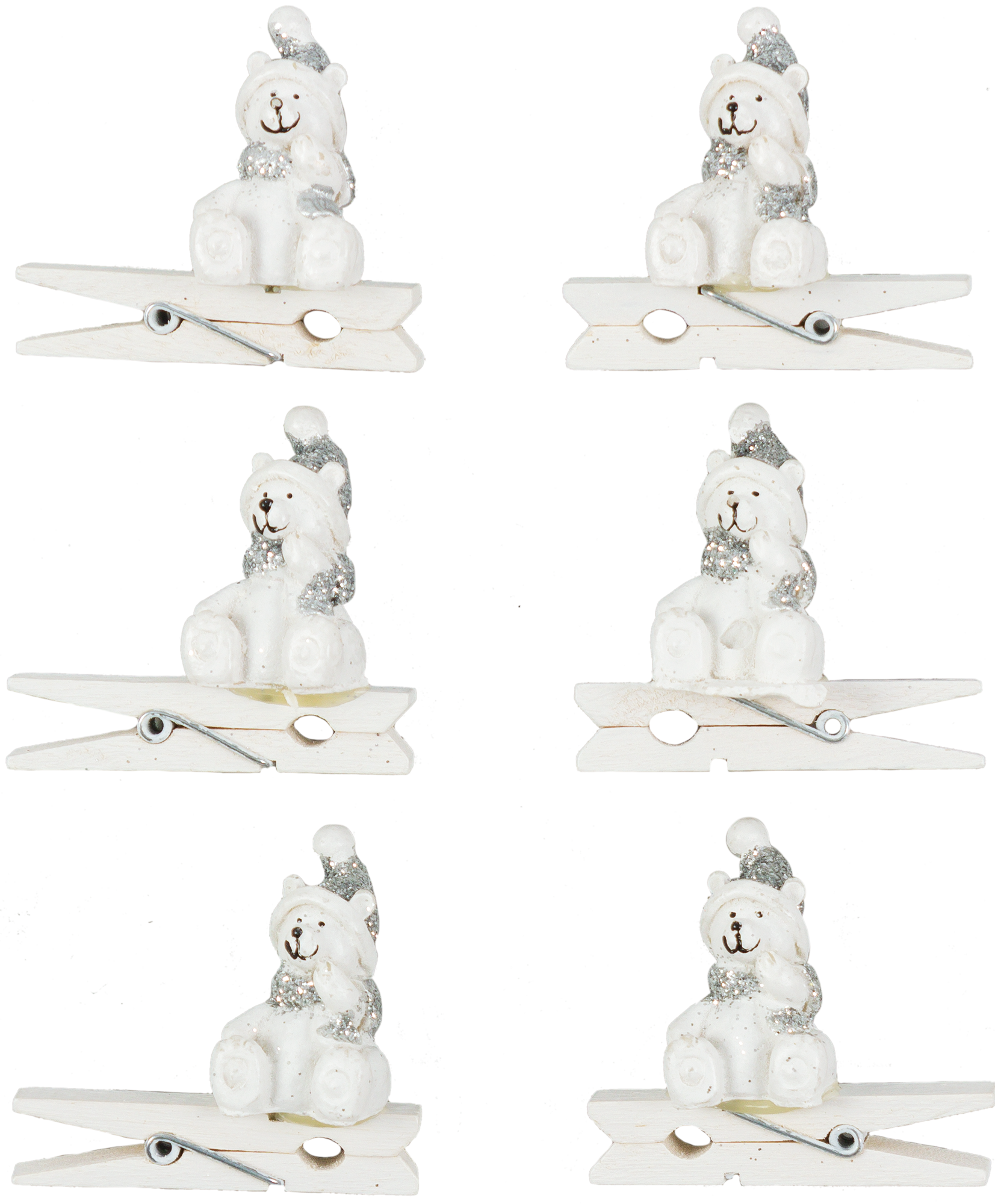 Изображение товара Набор ёлочных украшений Мишка в парчовой шапке 6 шт. новогодние игрушки для елки