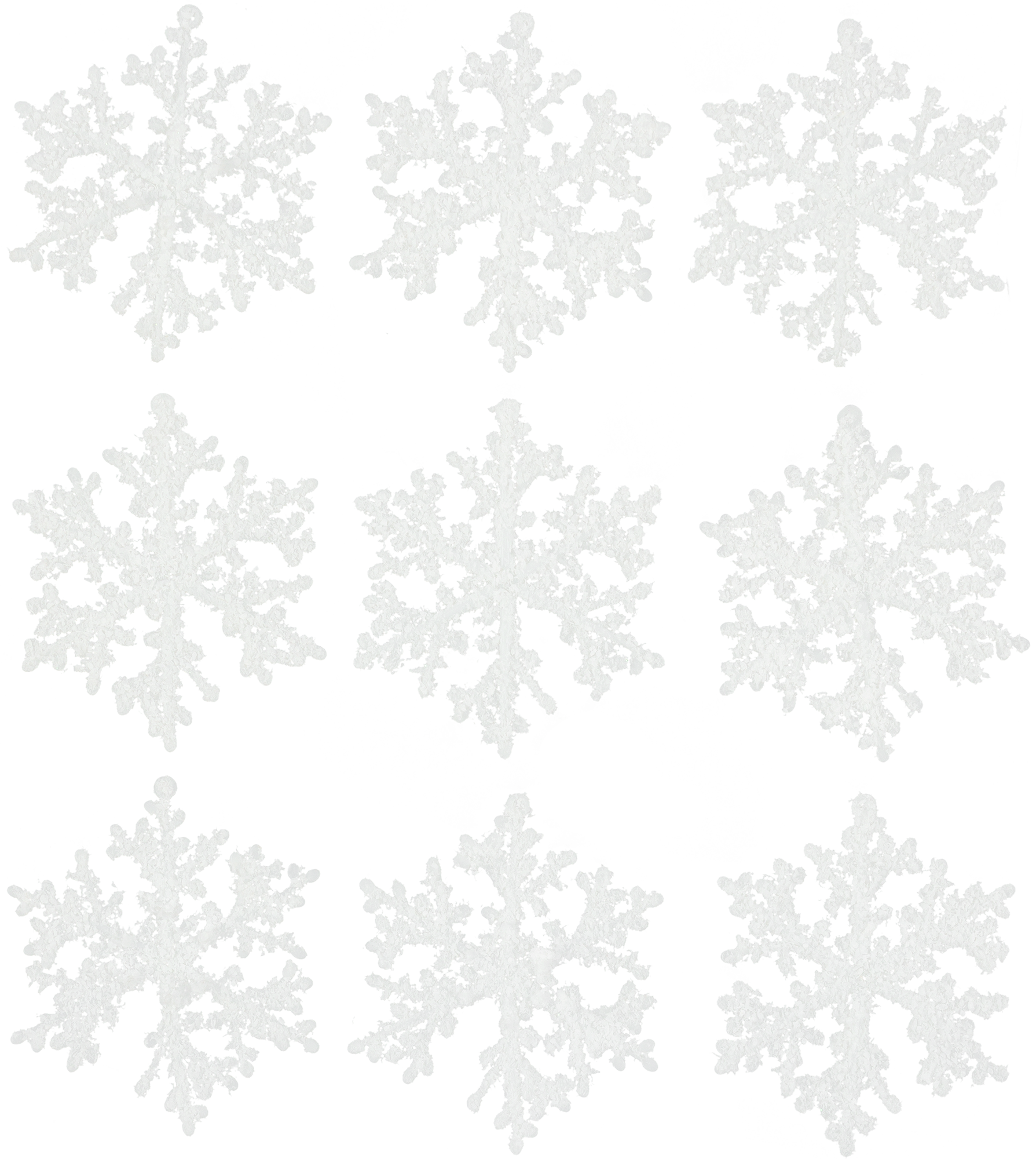 Изображение товара Набор ёлочных украшений Снежинки 7 см белое пластиковое для новогодней елки