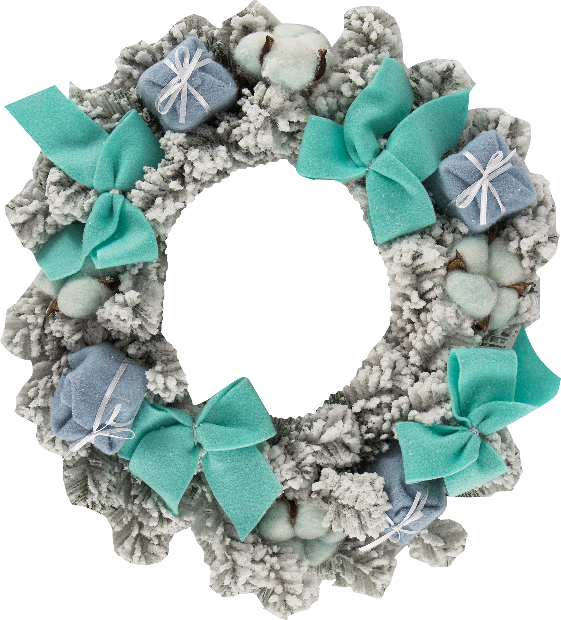 Изображение товара Венок рождественский 40 см голубой для праздничного декора