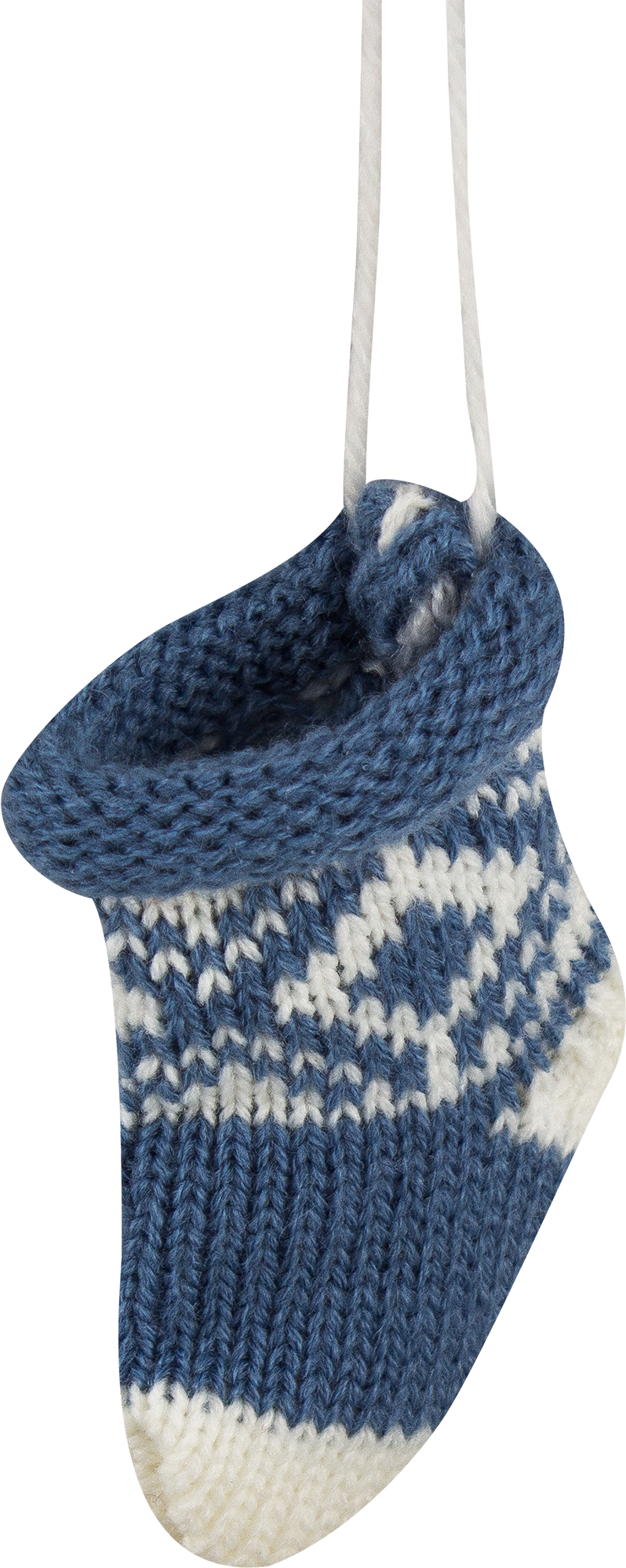 Изображение товара Украшение ёлочное Носок 8 см бело-голубое декоративное для праздничного оформления