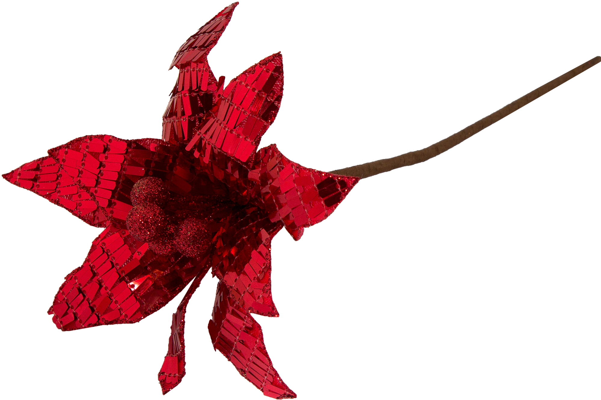 Изображение товара Украшение Листочек дерева 17 см красное для новогодних композиций