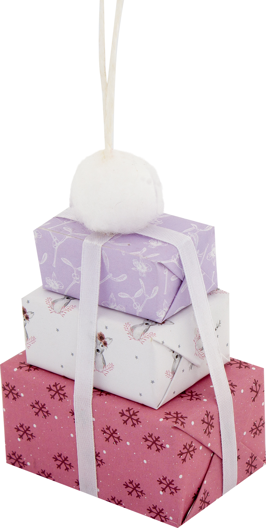 Изображение товара Набор ёлочных украшений «Подарки», 10 см, цвет розовый/фиолетовый, 3 шт.