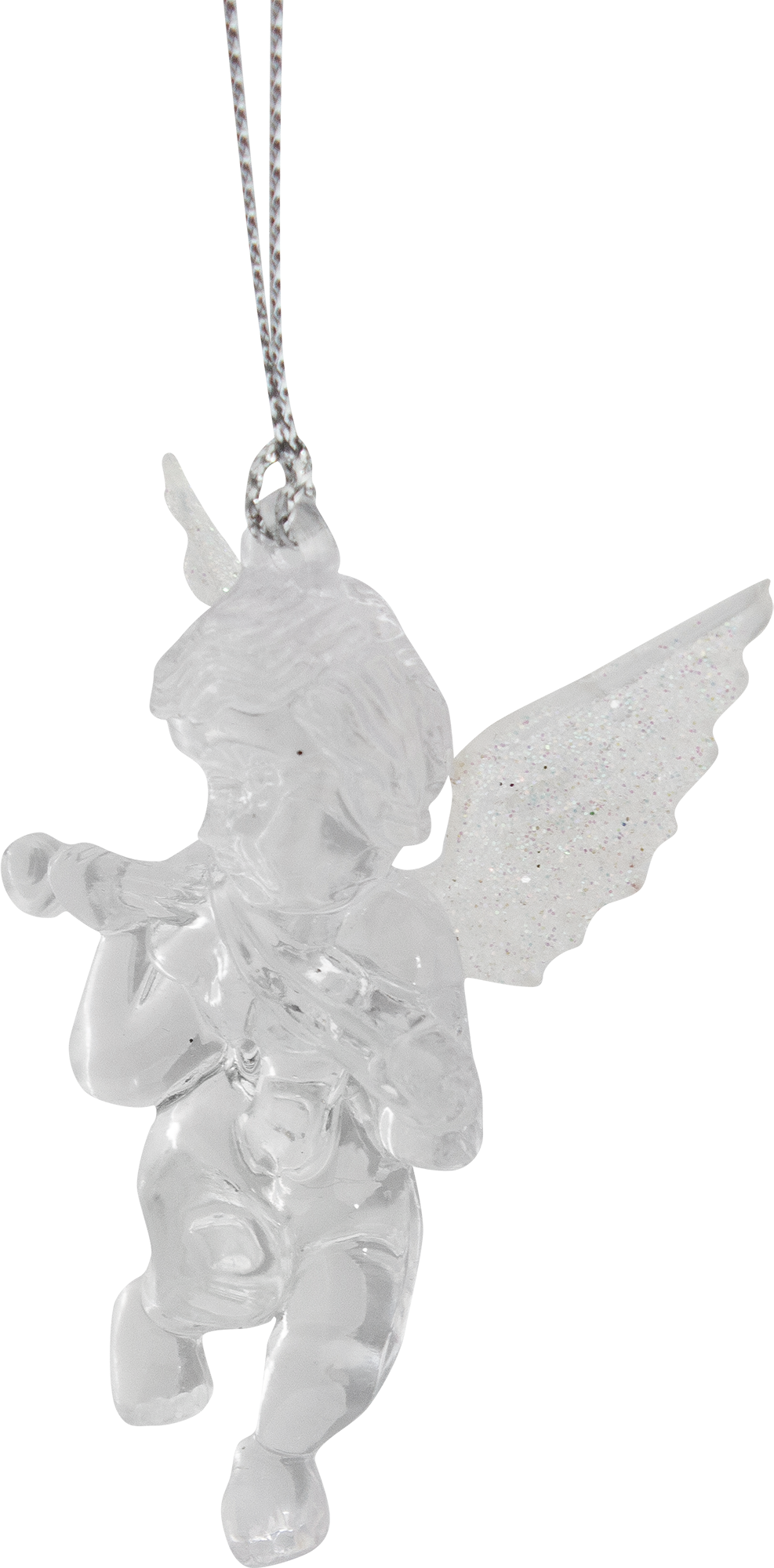 Изображение товара Новогоднее украшение Ангел малый со скрипкой прозрачное елочная игрушка