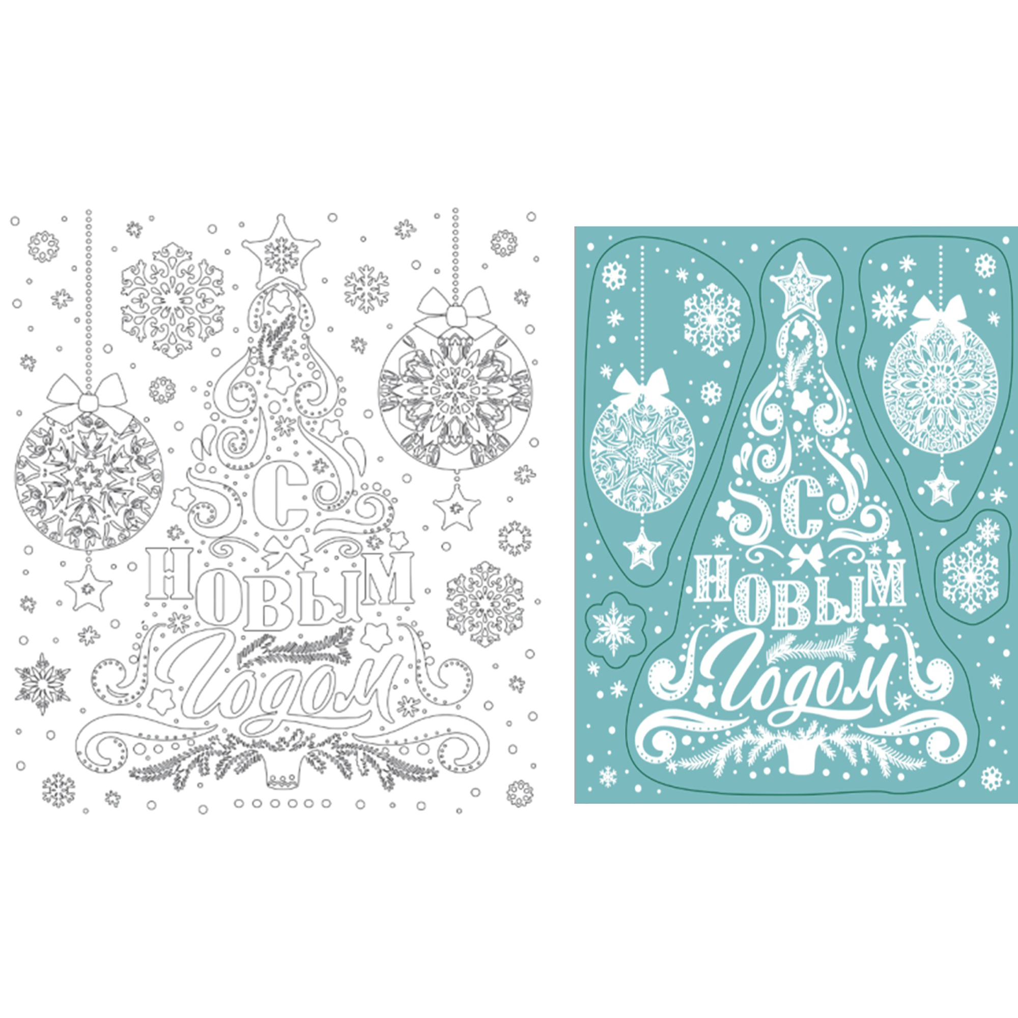 Изображение товара Оконная наклейка Снежная ёлочка 16x18 см праздничное украшение