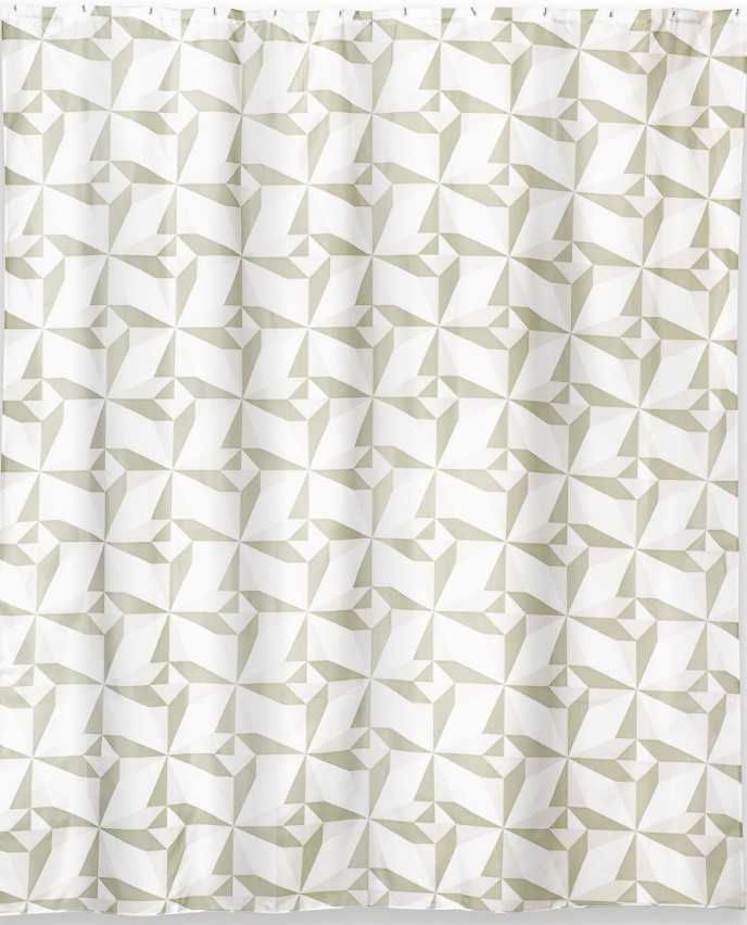 Изображение товара Штора для ванны Triangulo, 180х200 см, полиэстер, цвет бежевый/белый