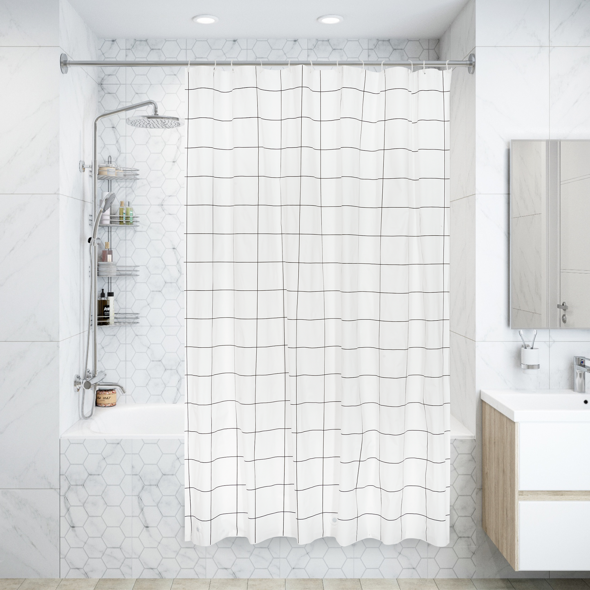 Изображение товара Штора для ванны Де-витт с кольцами 180х200 см, полиэтиленвинилацетат, цвет белый