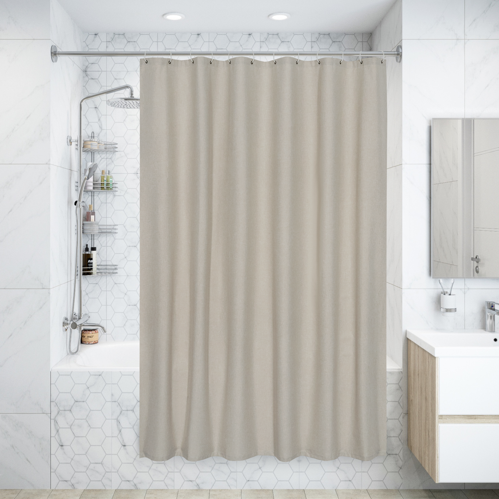 Изображение товара Штора для ванны Naturel, 180х200 см, полиэстер, цвет бежевый